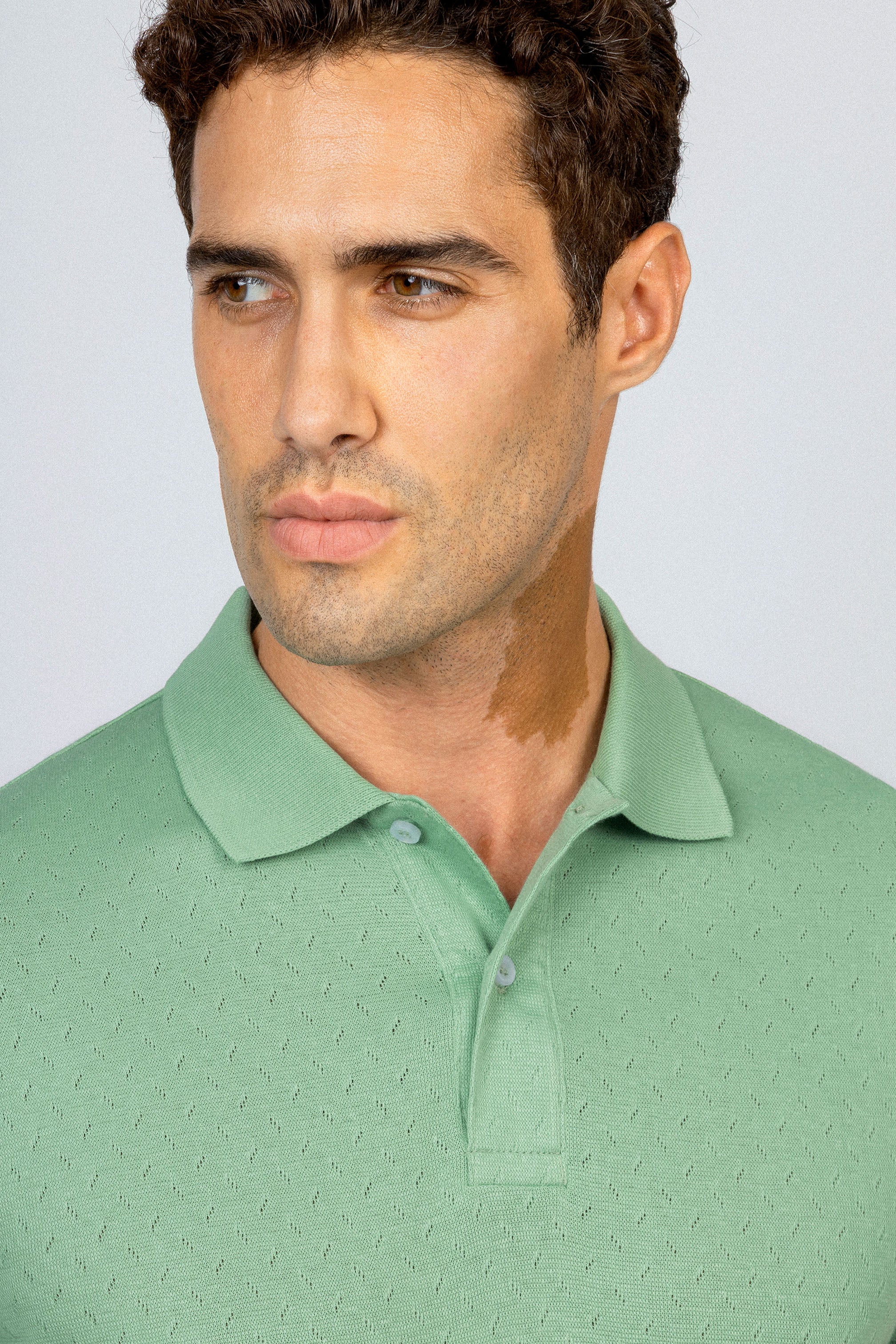 Jacquard Pique Basic Light Green Polo