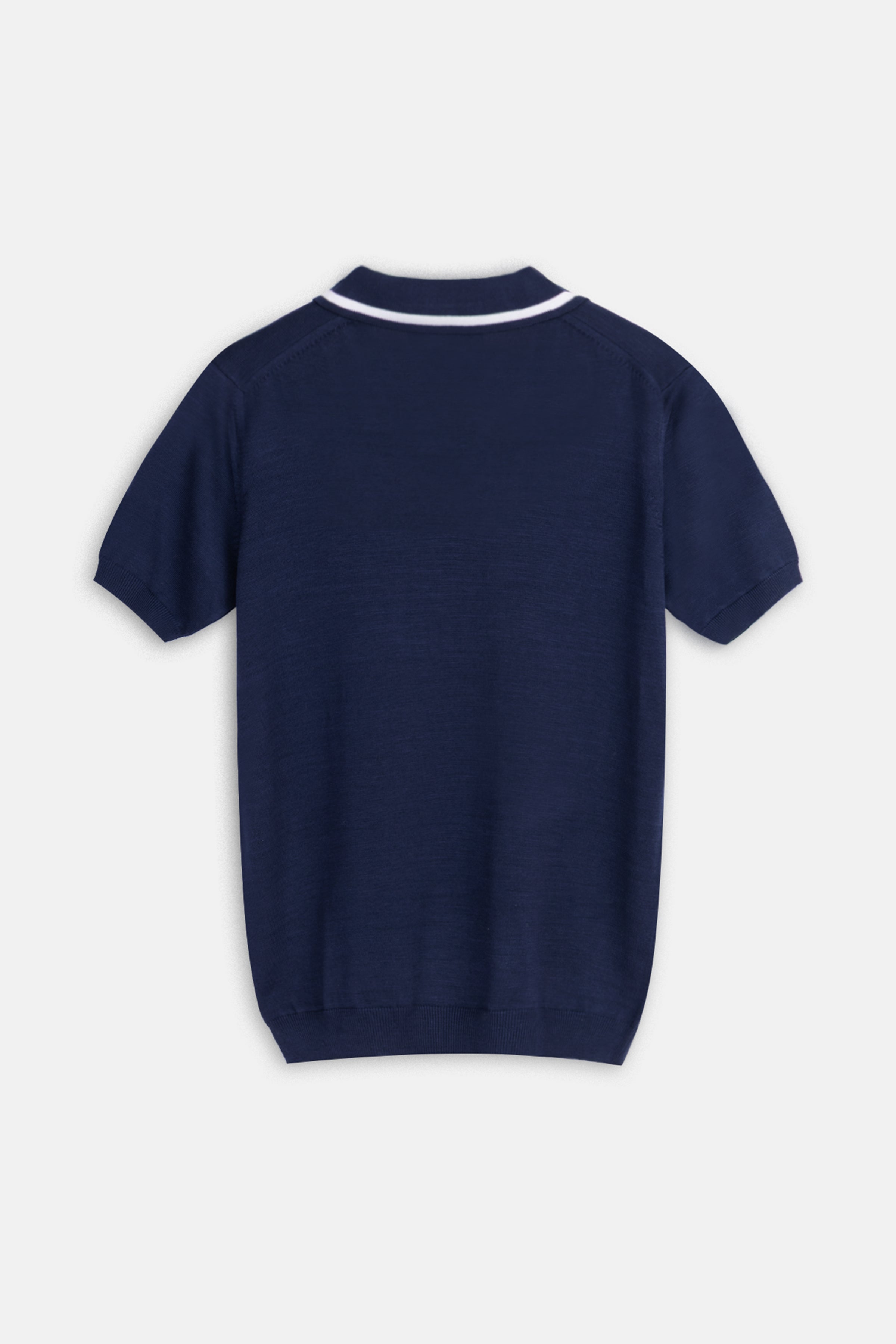 Knitted Navy V-Neck Polo