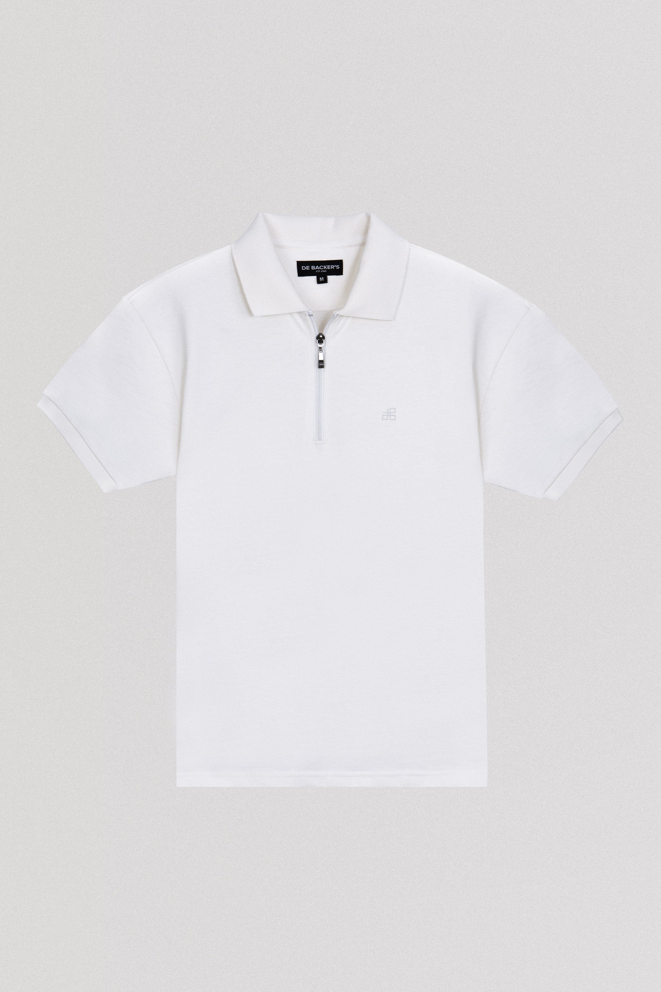 Jacquard Pique Zip-Up Off White Polo