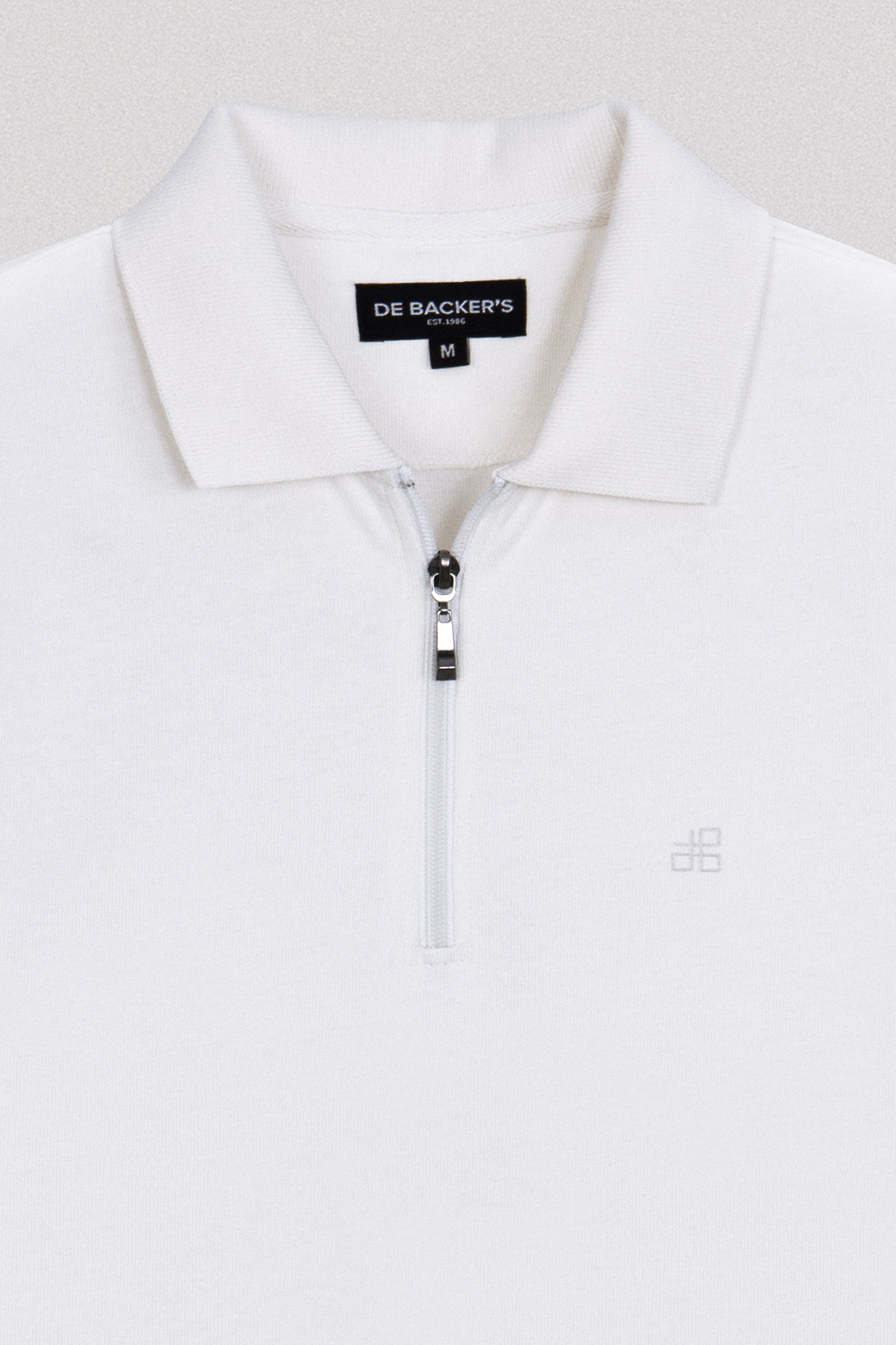 Jacquard Pique Zip-Up Off White Polo