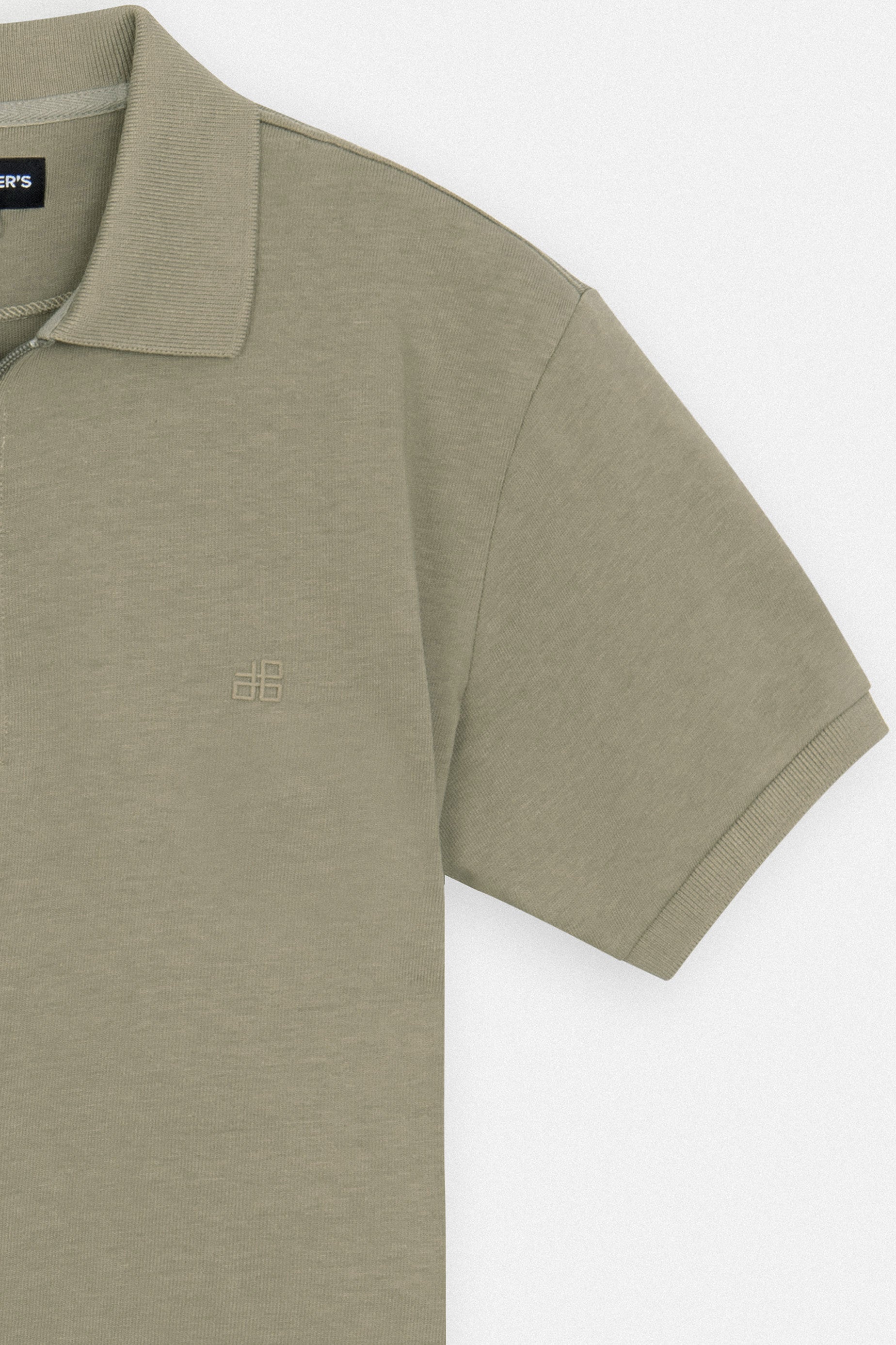 Jacquard Pique Zip-Up Coffee Polo
