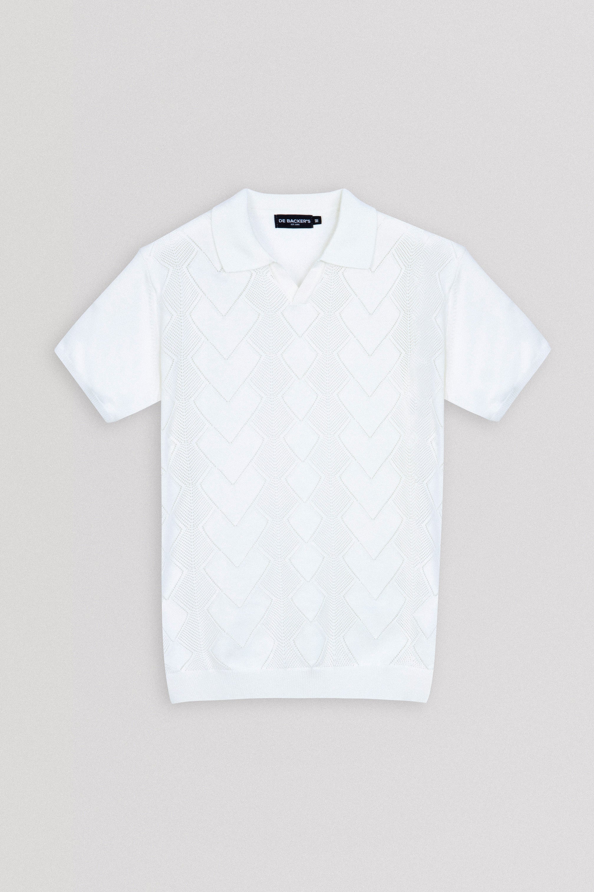 Knitted Off White V Neck Polo