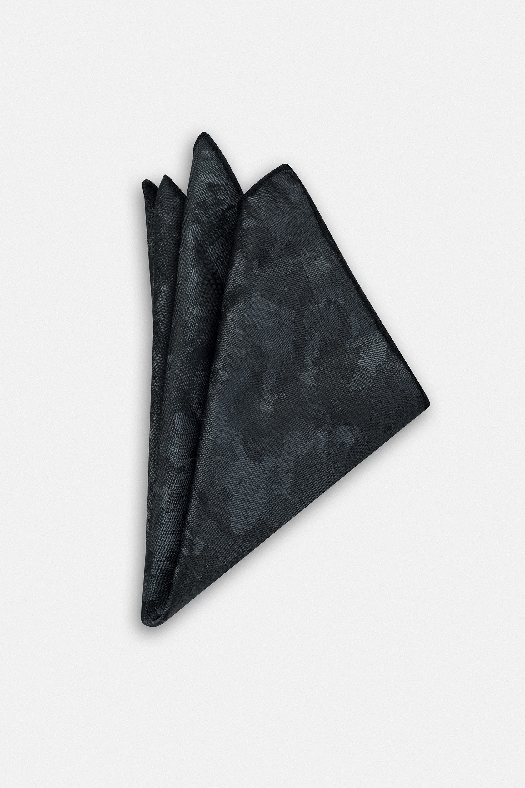 Jacquard Printed Black Necktie with Handkerchief