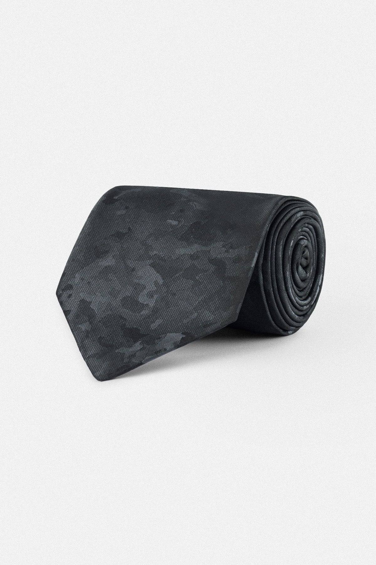 Jacquard Printed Black Necktie with Handkerchief