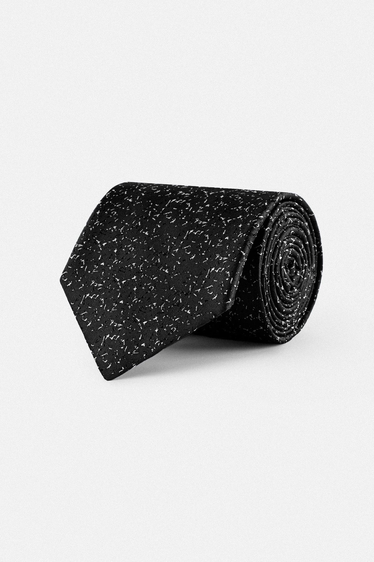 Jacquard Black Necktie with Handkerchief