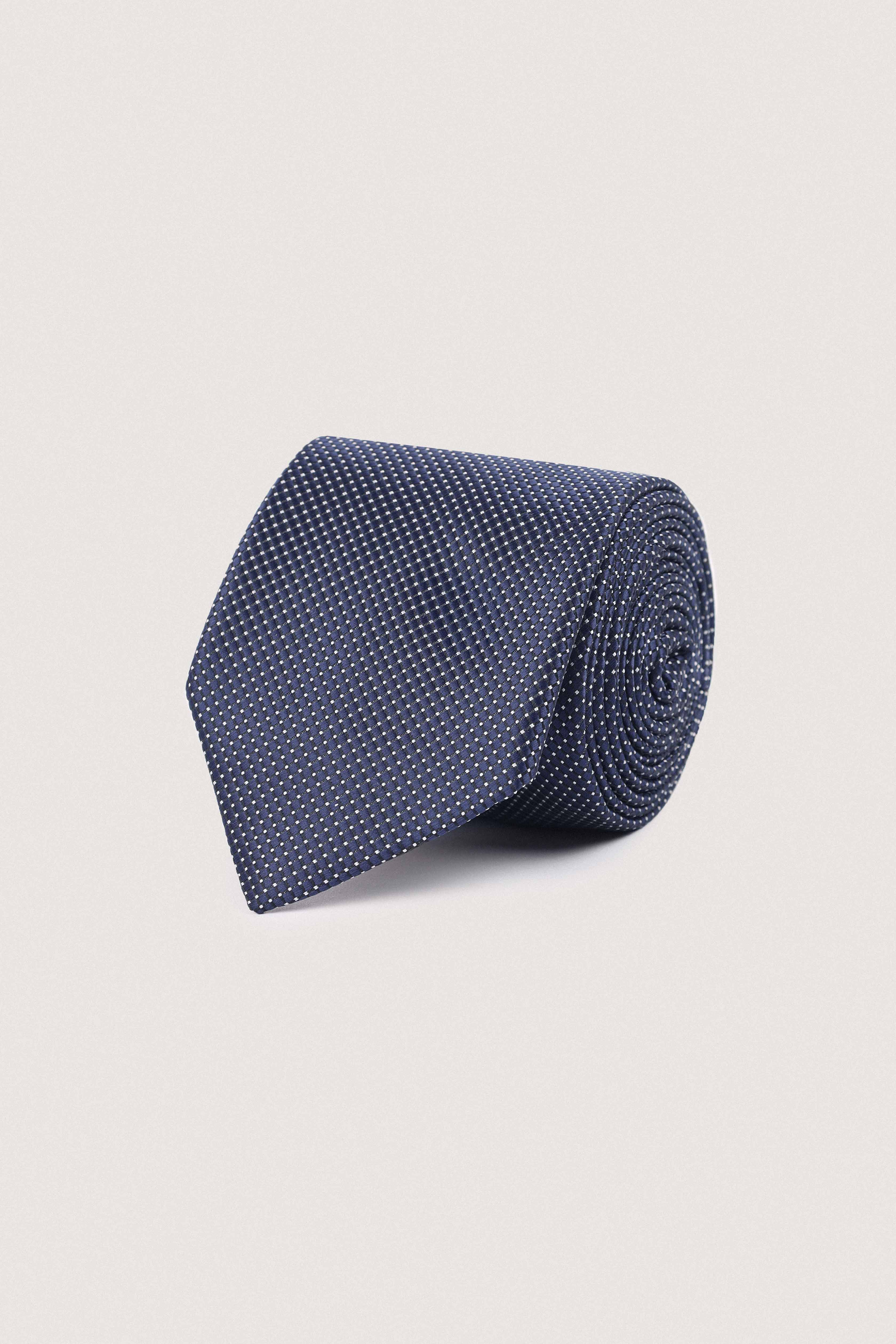 Navy jacquard Necktie with handkerchief