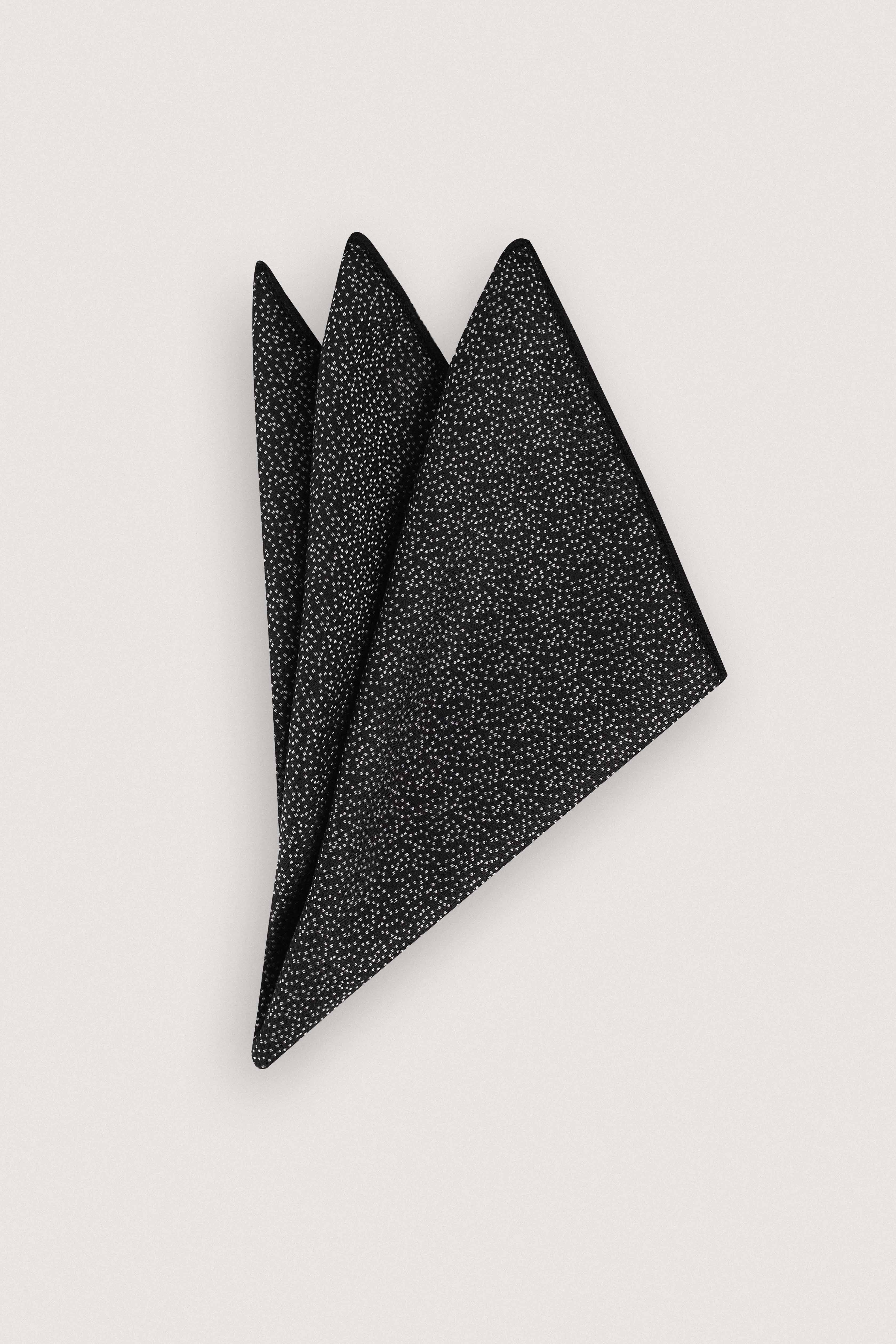 Black Jacquard Necktie with Handkerchief