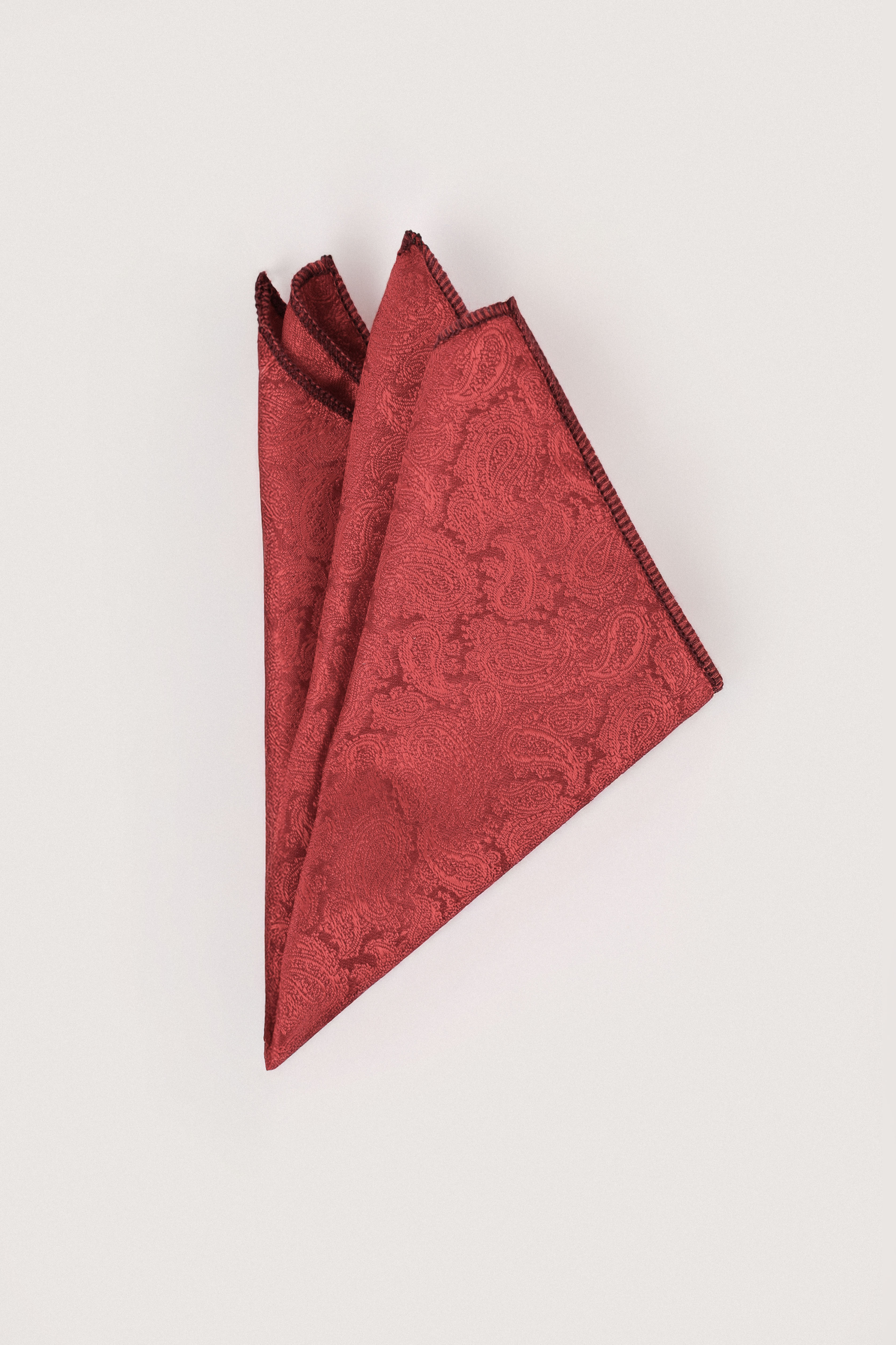 Red Jacquard Necktie with Handkerchief