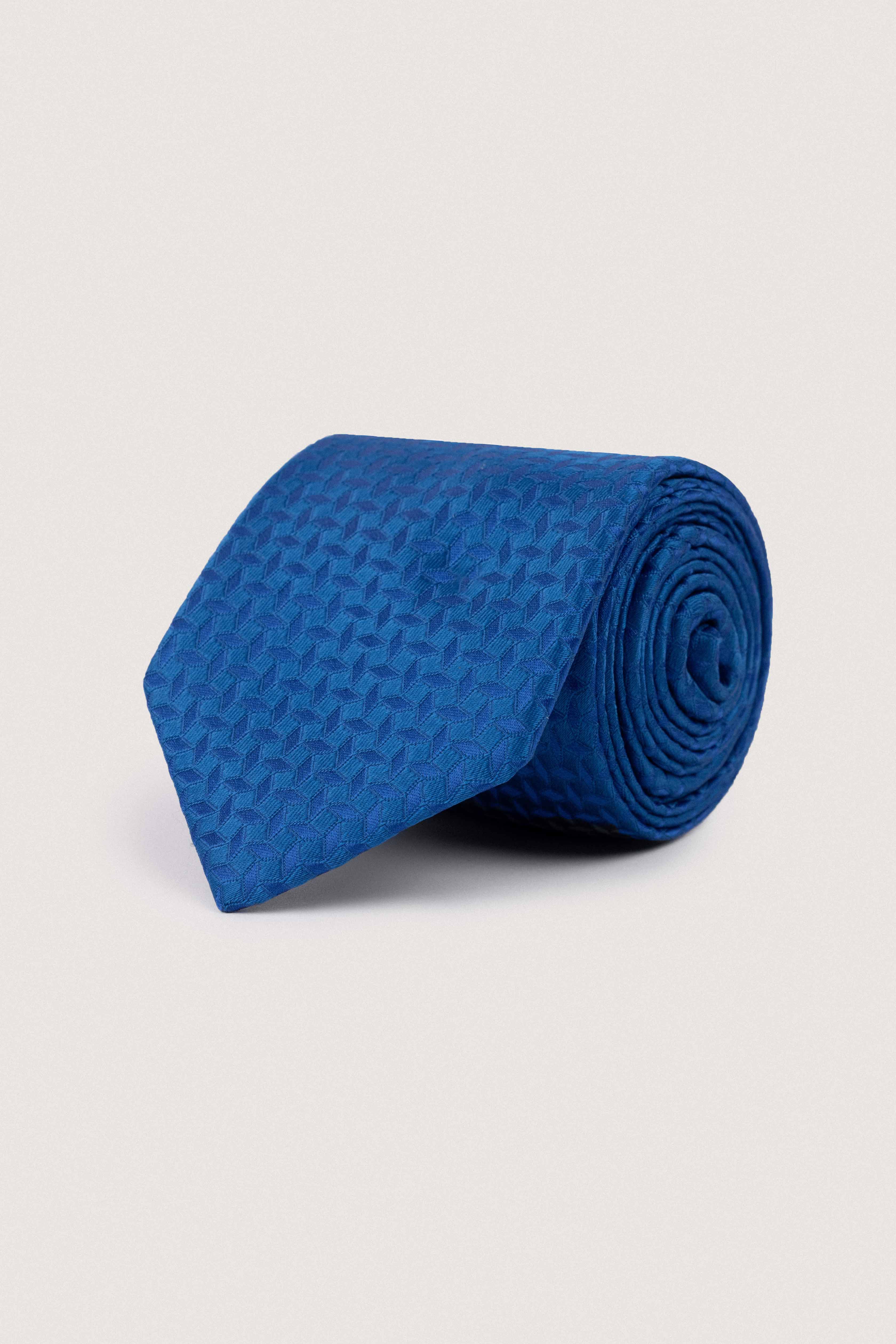 Mattise Blue Jacquard Necktie with Handkerchief