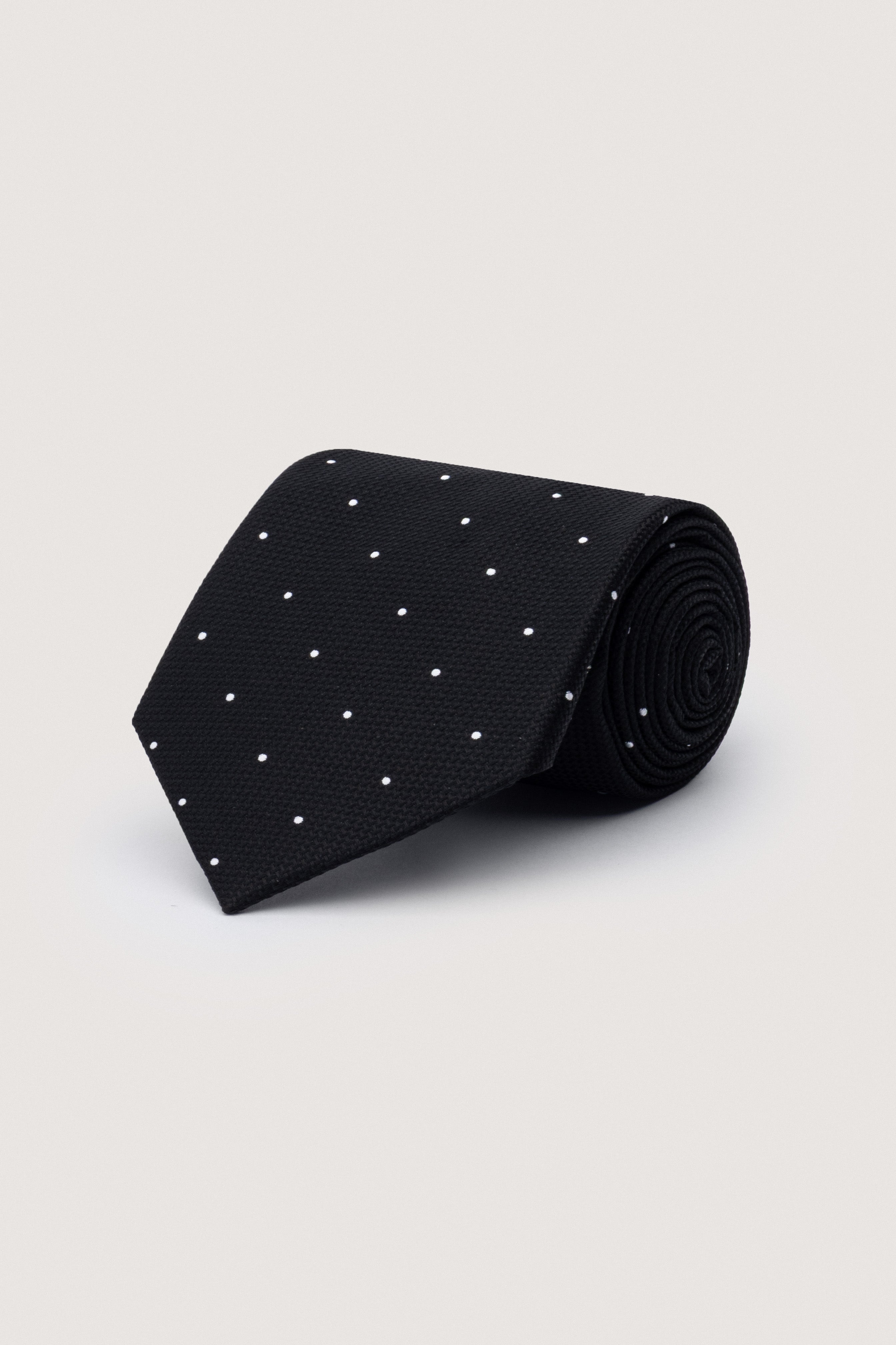 Black Jacquard Necktie with Handkerchief - De Backers - 1