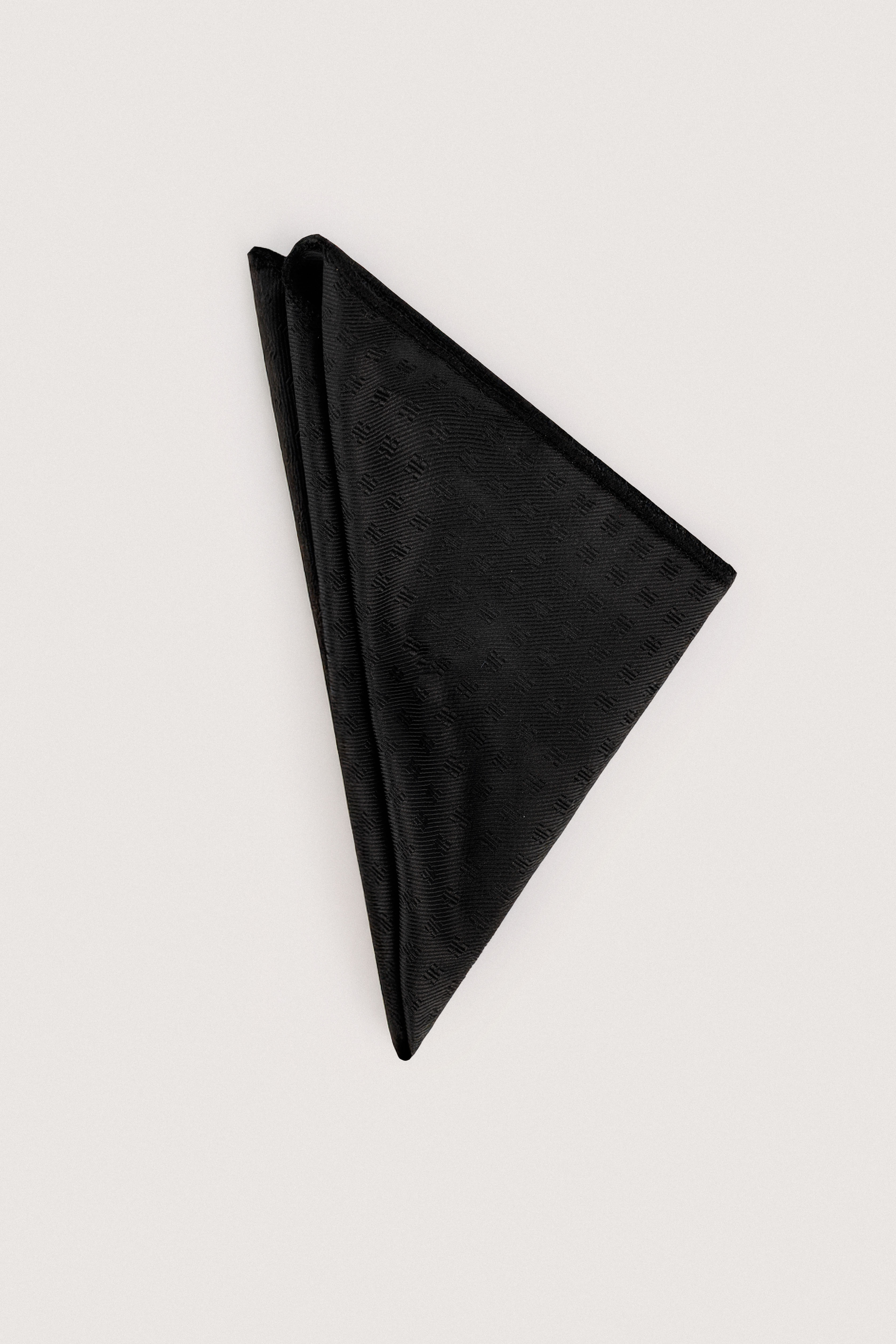 Black Jacquard Necktie with Handkerchief