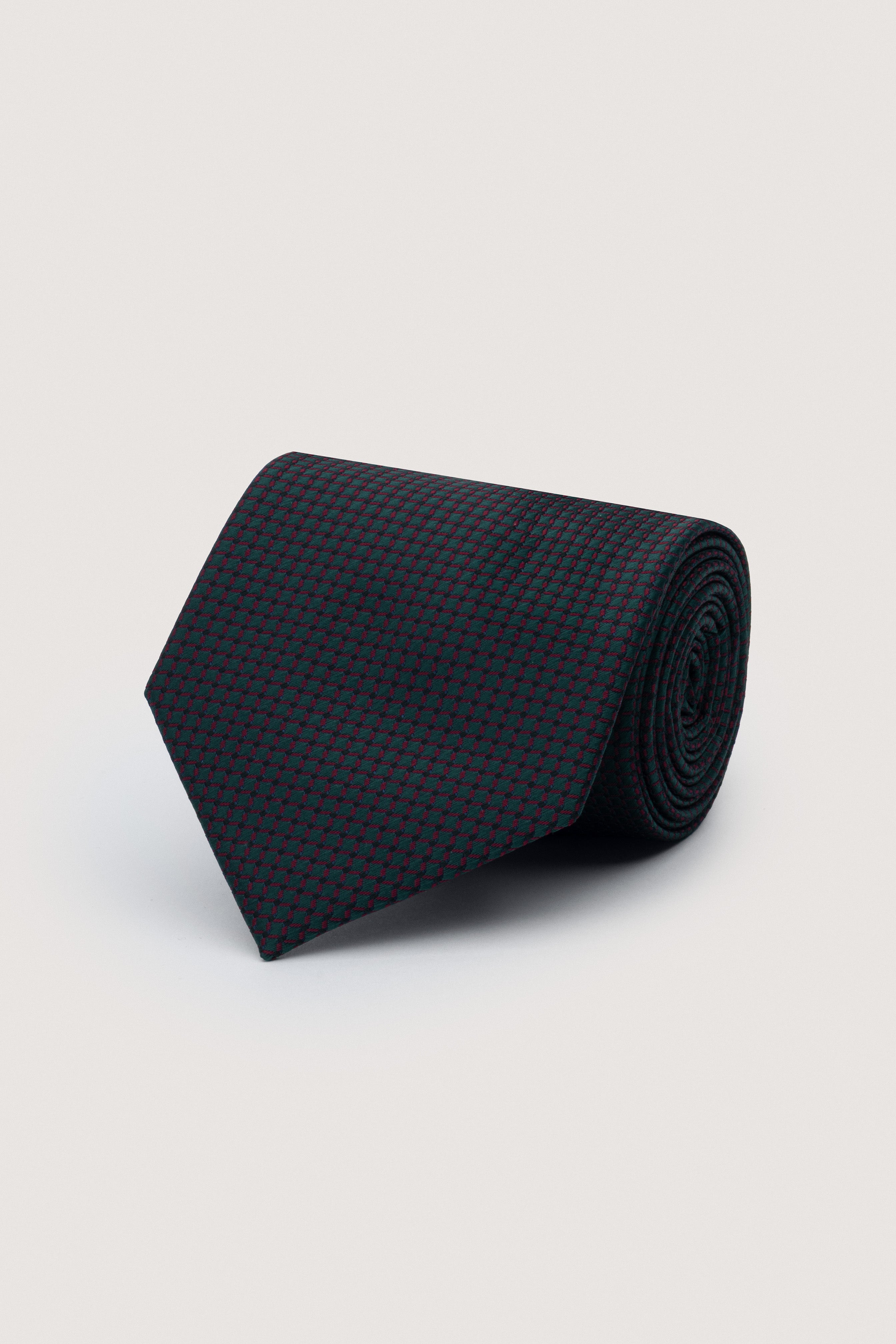 Dark Green Necktie with Handkerchief