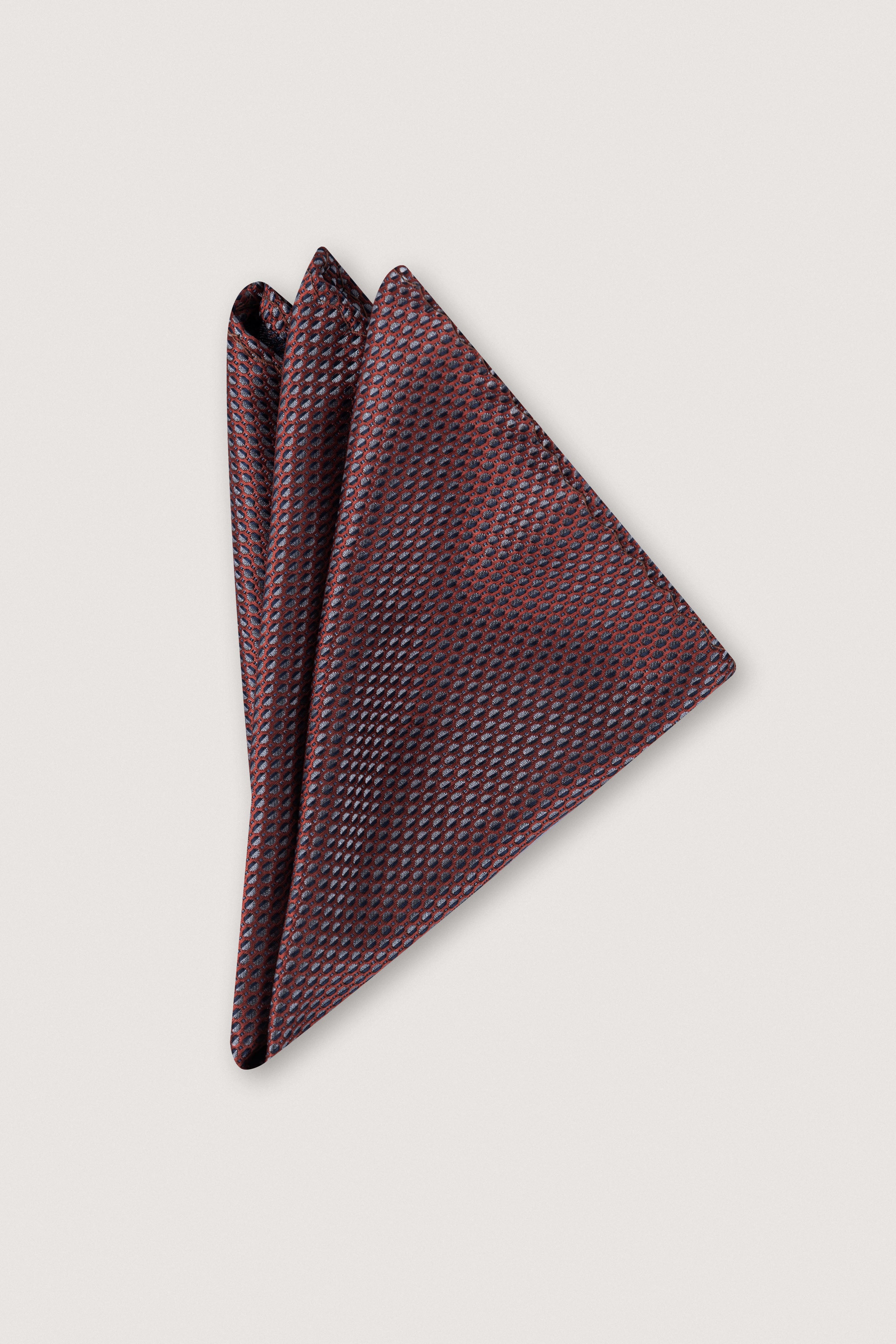 Dark Red Necktie with Handkerchief