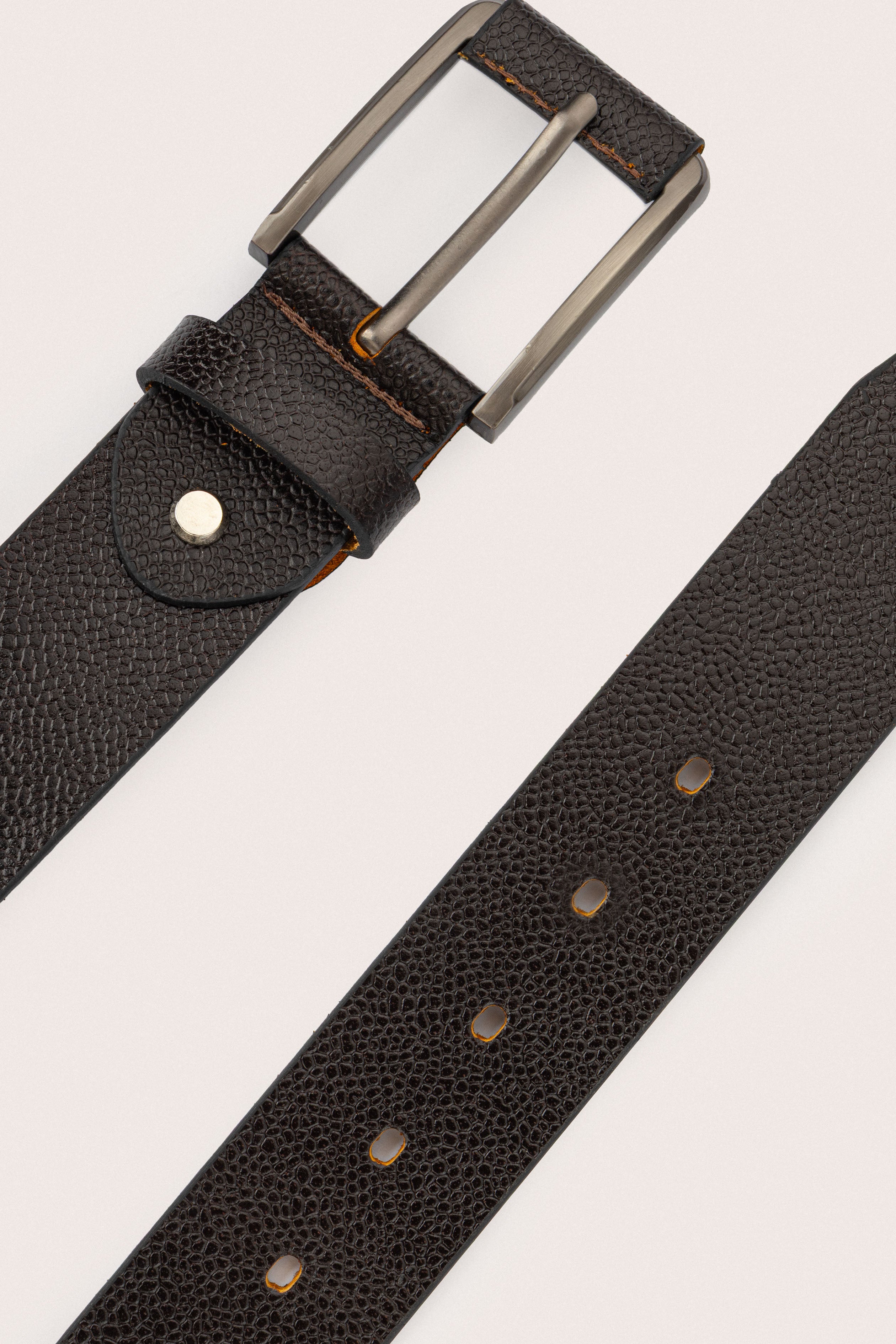 Brown Jacquard Leather Casual Belt