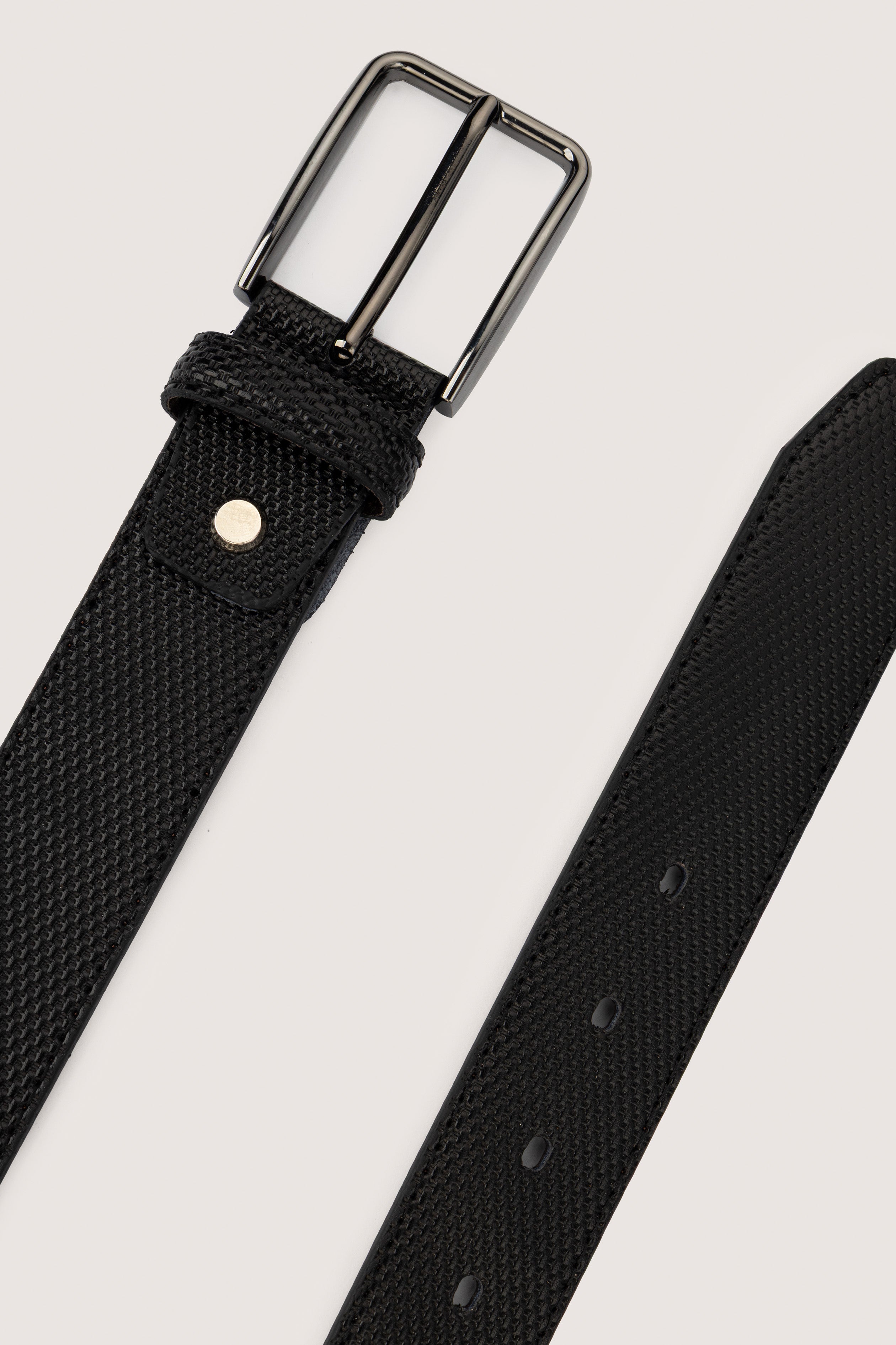 Black Patterned Leather Classic Belt