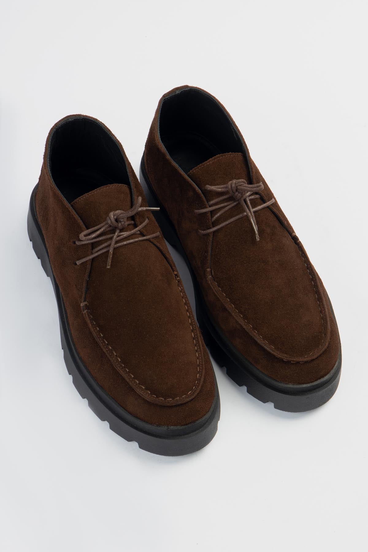 Brown Suede Moc-Toe Lace-Up Shoe