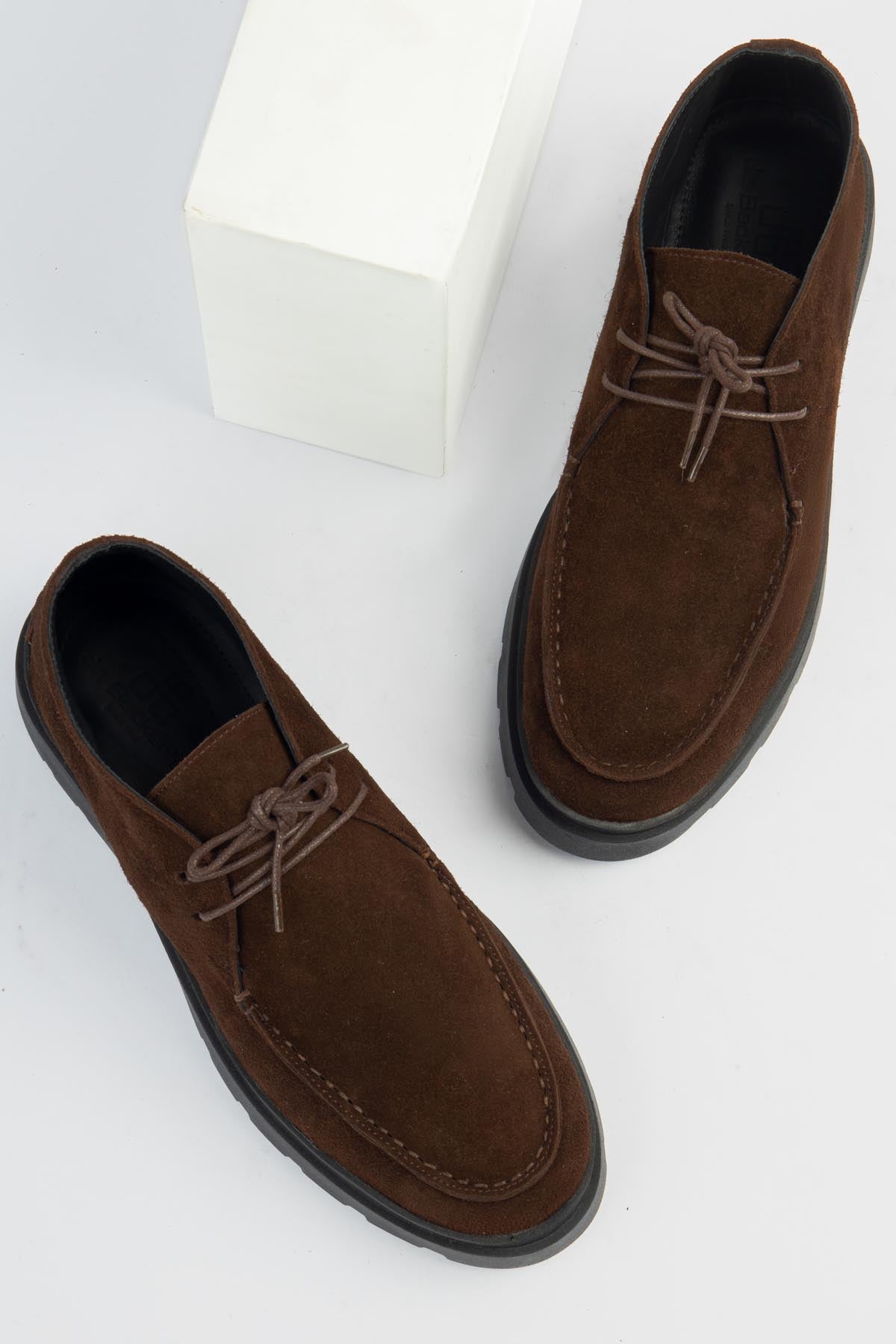 Brown Suede Moc-Toe Lace-Up Shoe