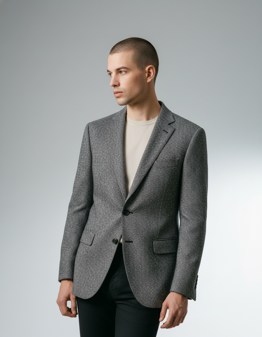 Dark Gray Textured Classic Blazer