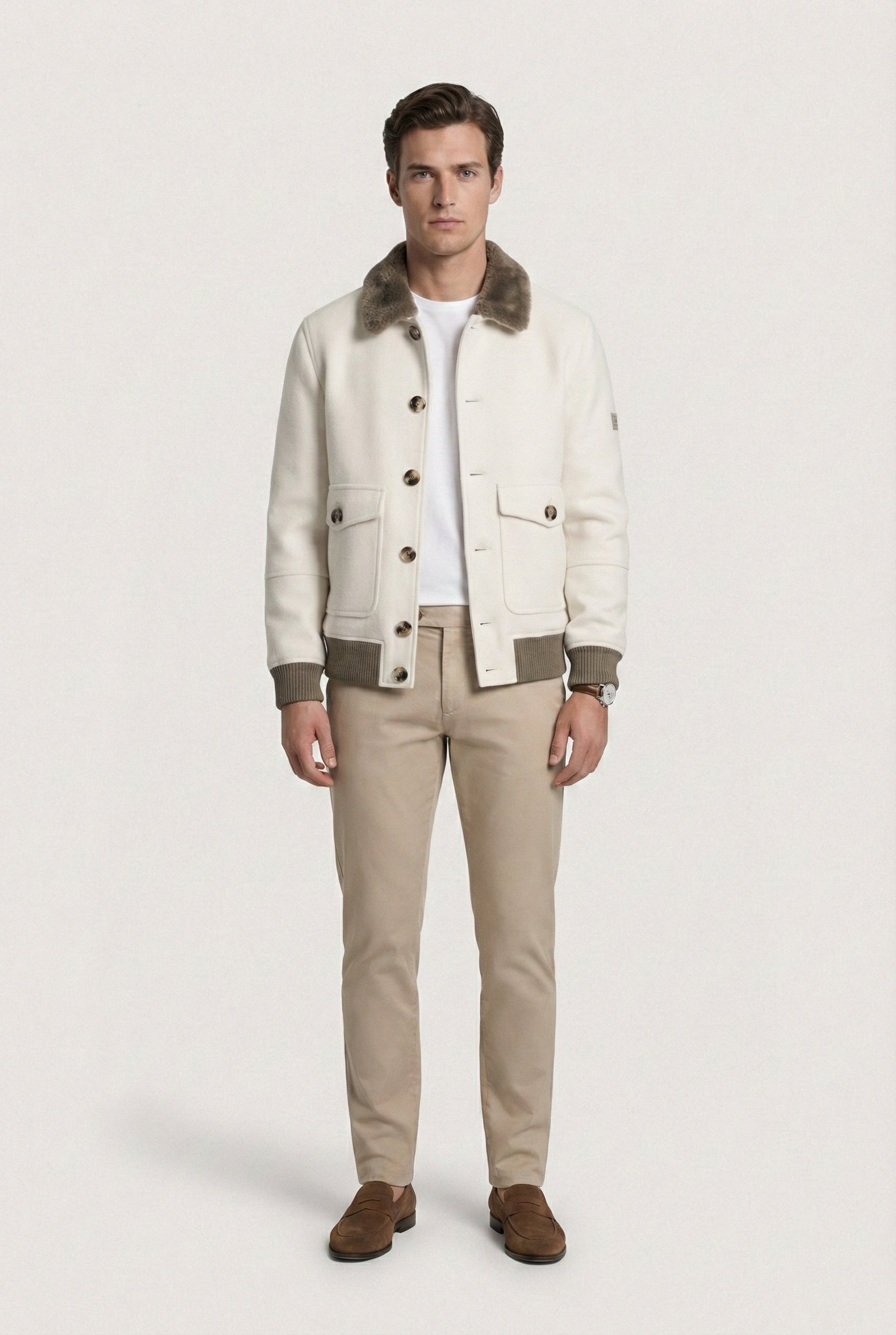 Off White Jacket with fur collar