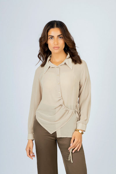 Beige Chiffon Casual Shirt