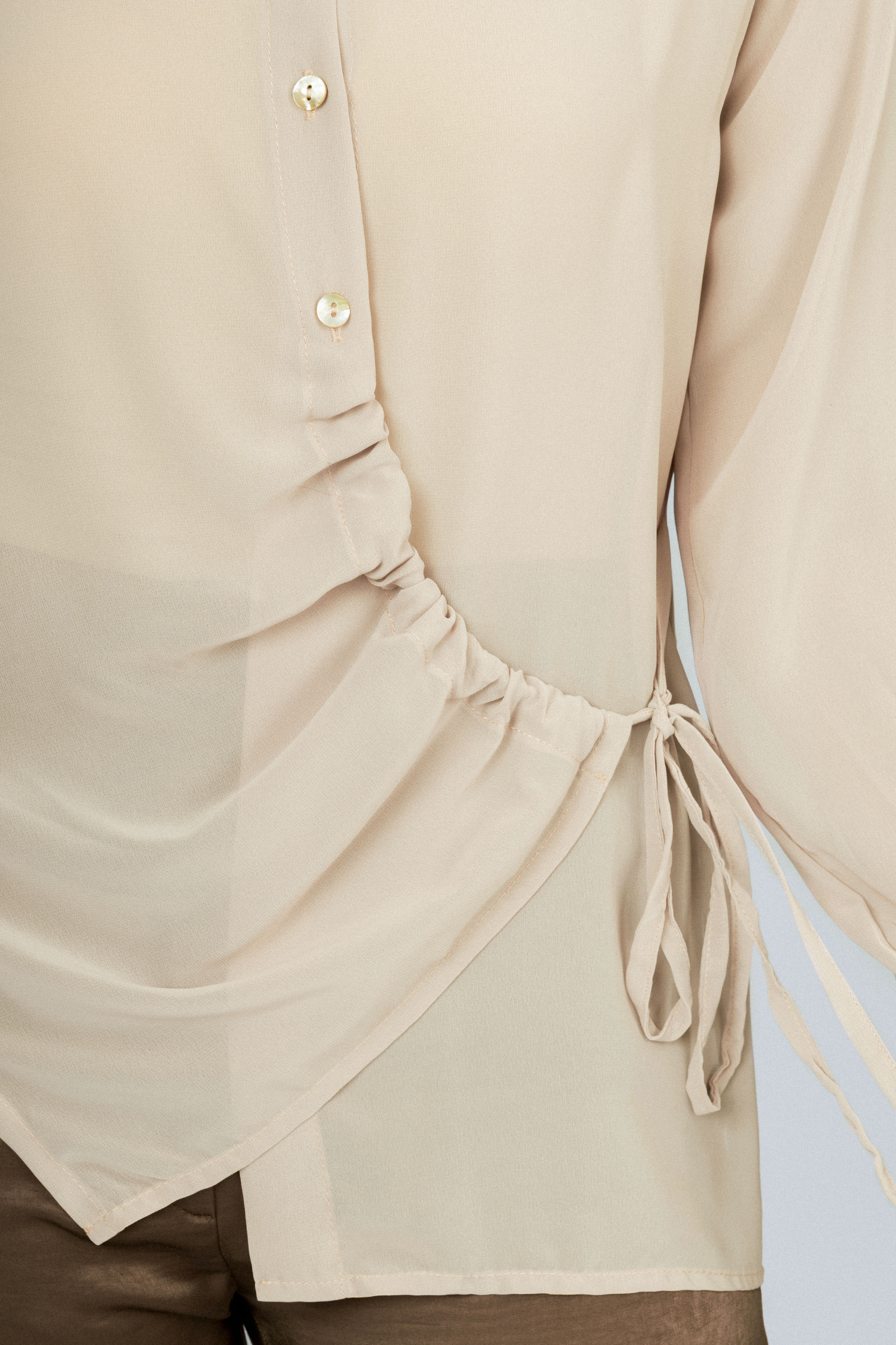 Beige Chiffon Casual Shirt