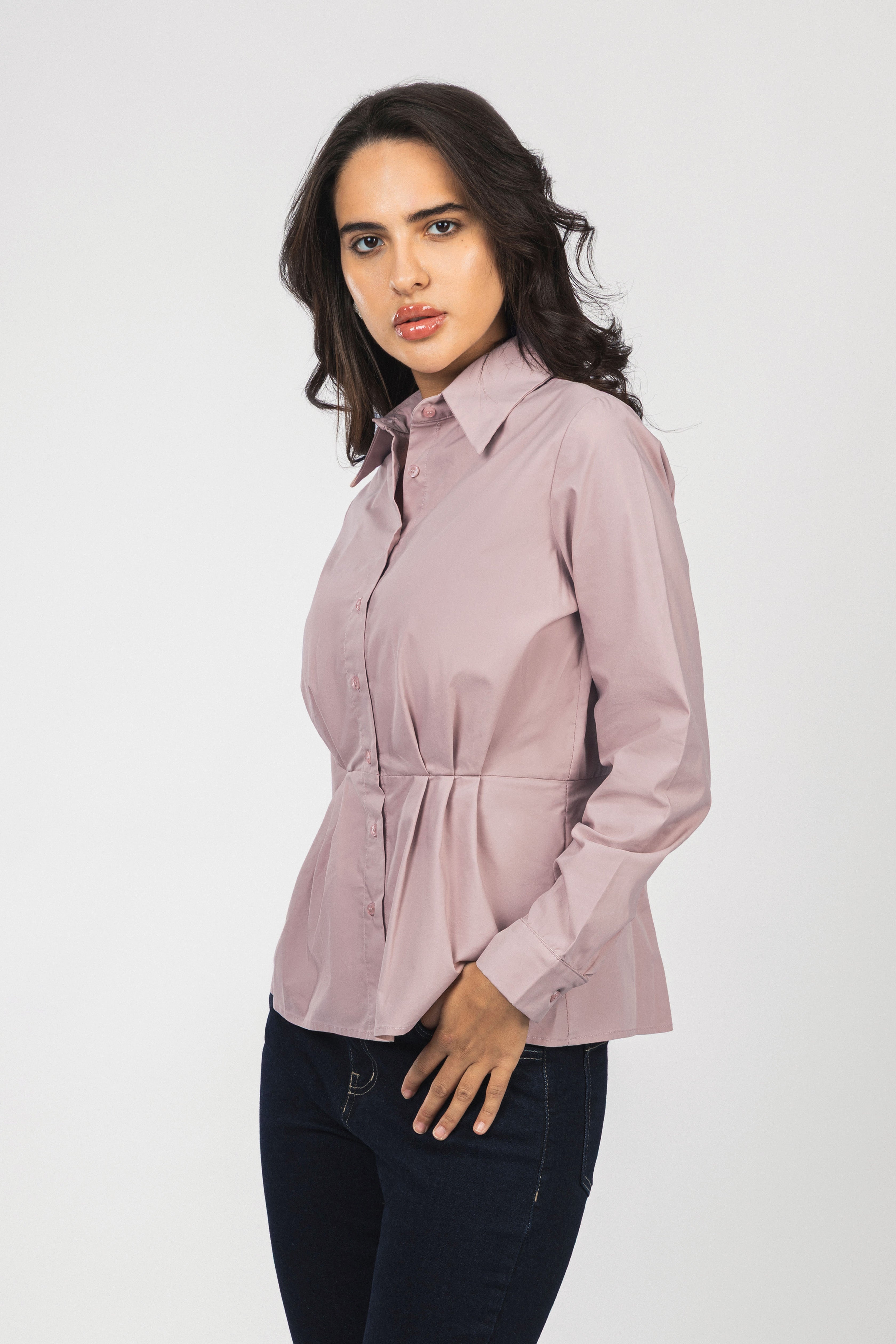 Rose gathered waist Classic Shirt