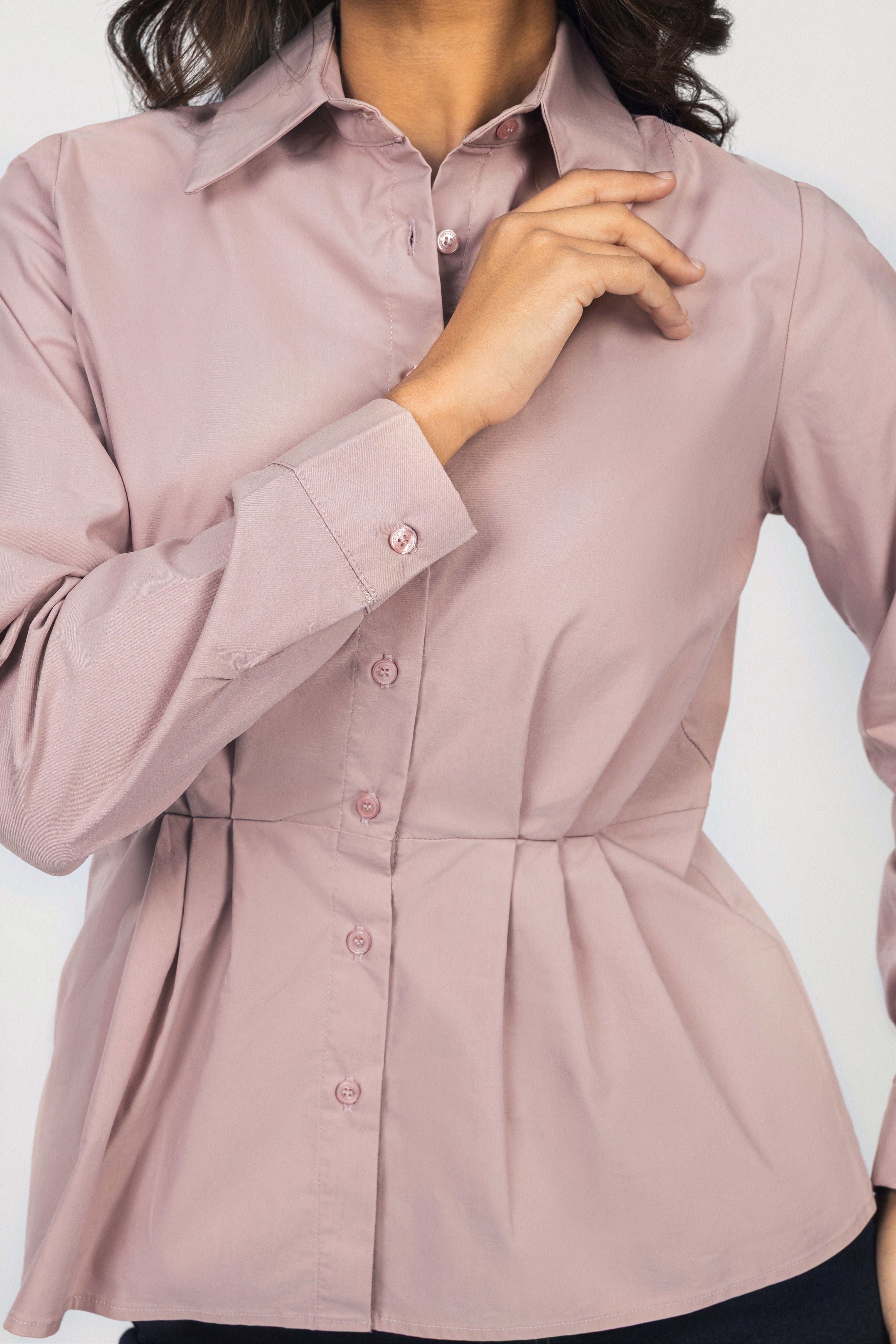 Rose gathered waist Classic Shirt