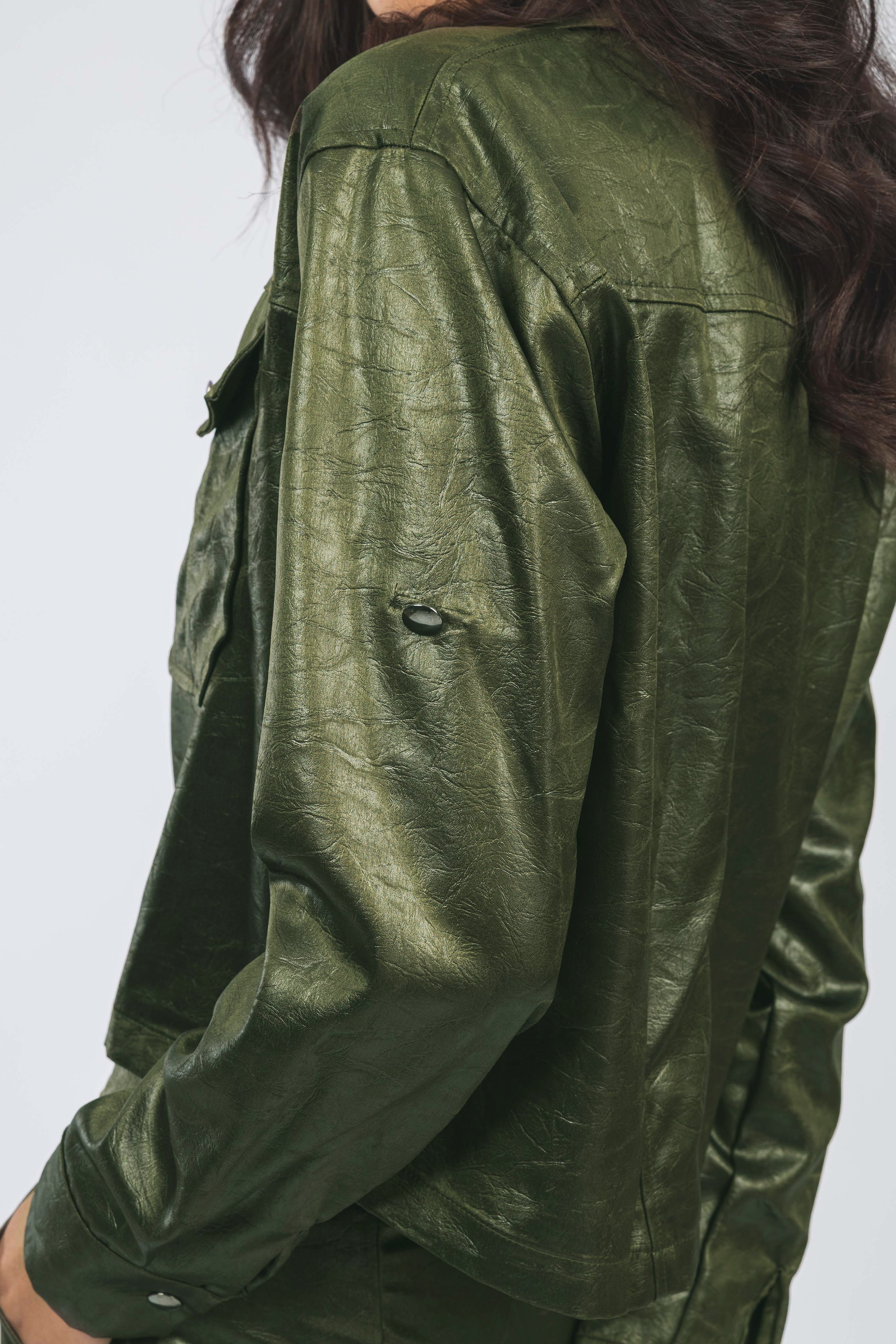 Green Leather Feel Casual Set