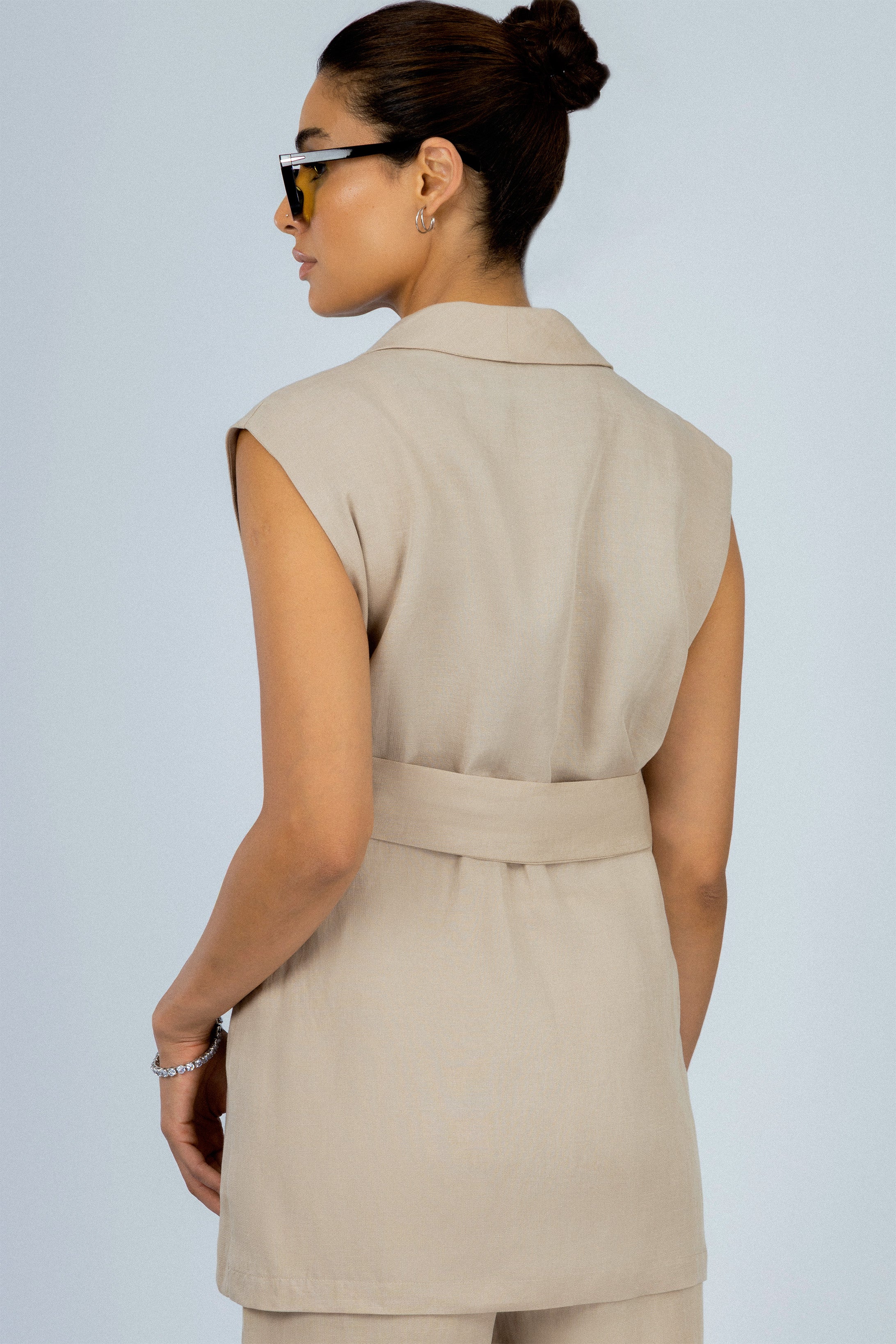 Beige Linen Feel Womens Suit
