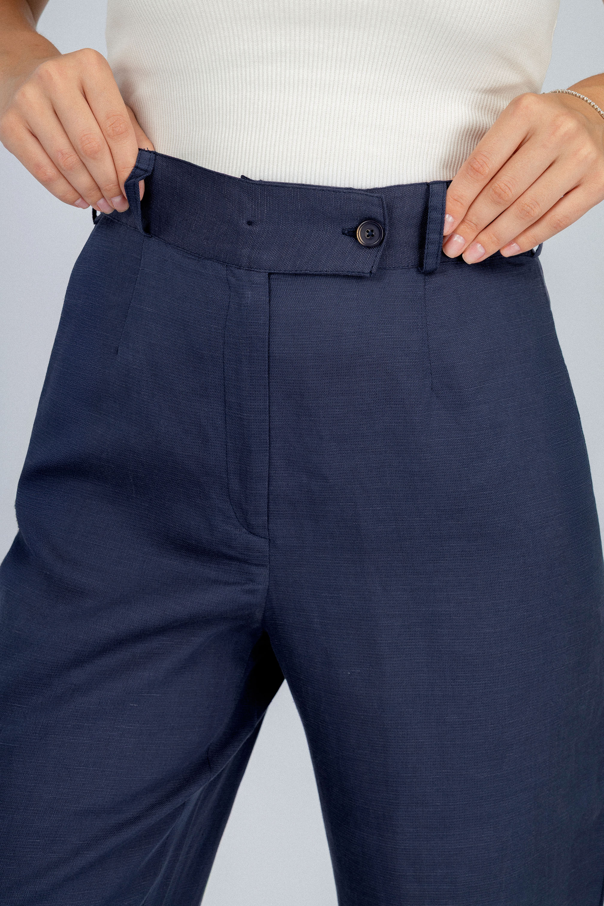 Navy Linen Feel Womens Suit