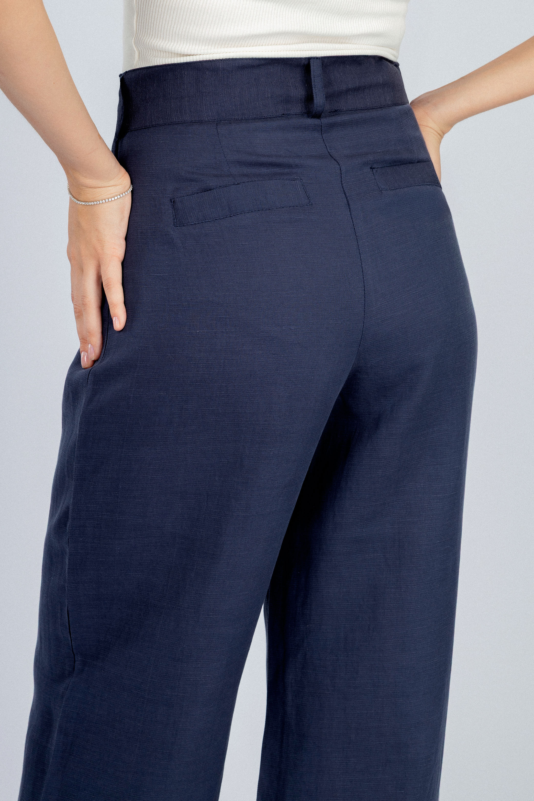 Navy Linen Feel Womens Suit