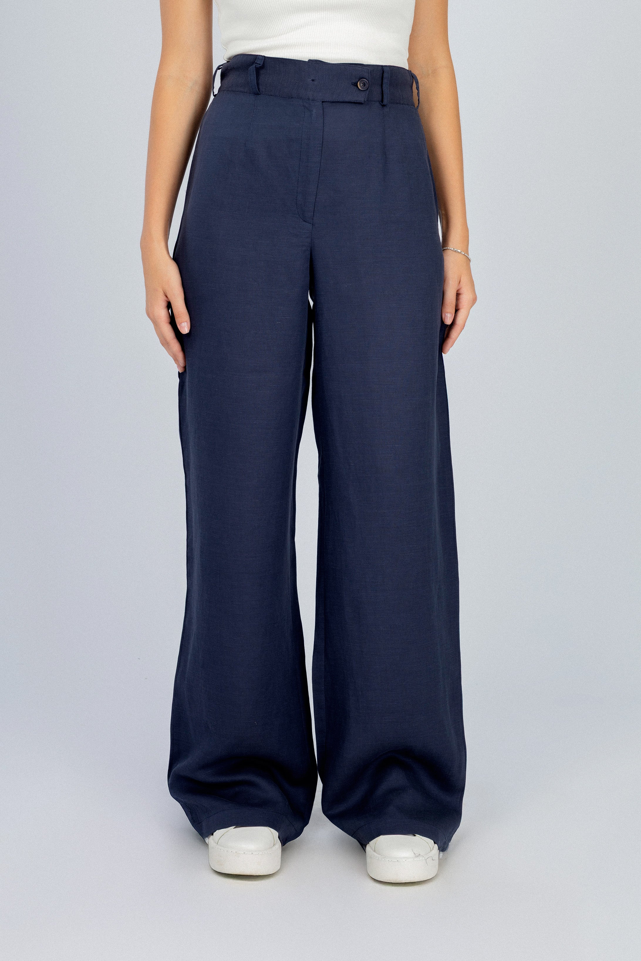 Navy Linen Feel Womens Suit