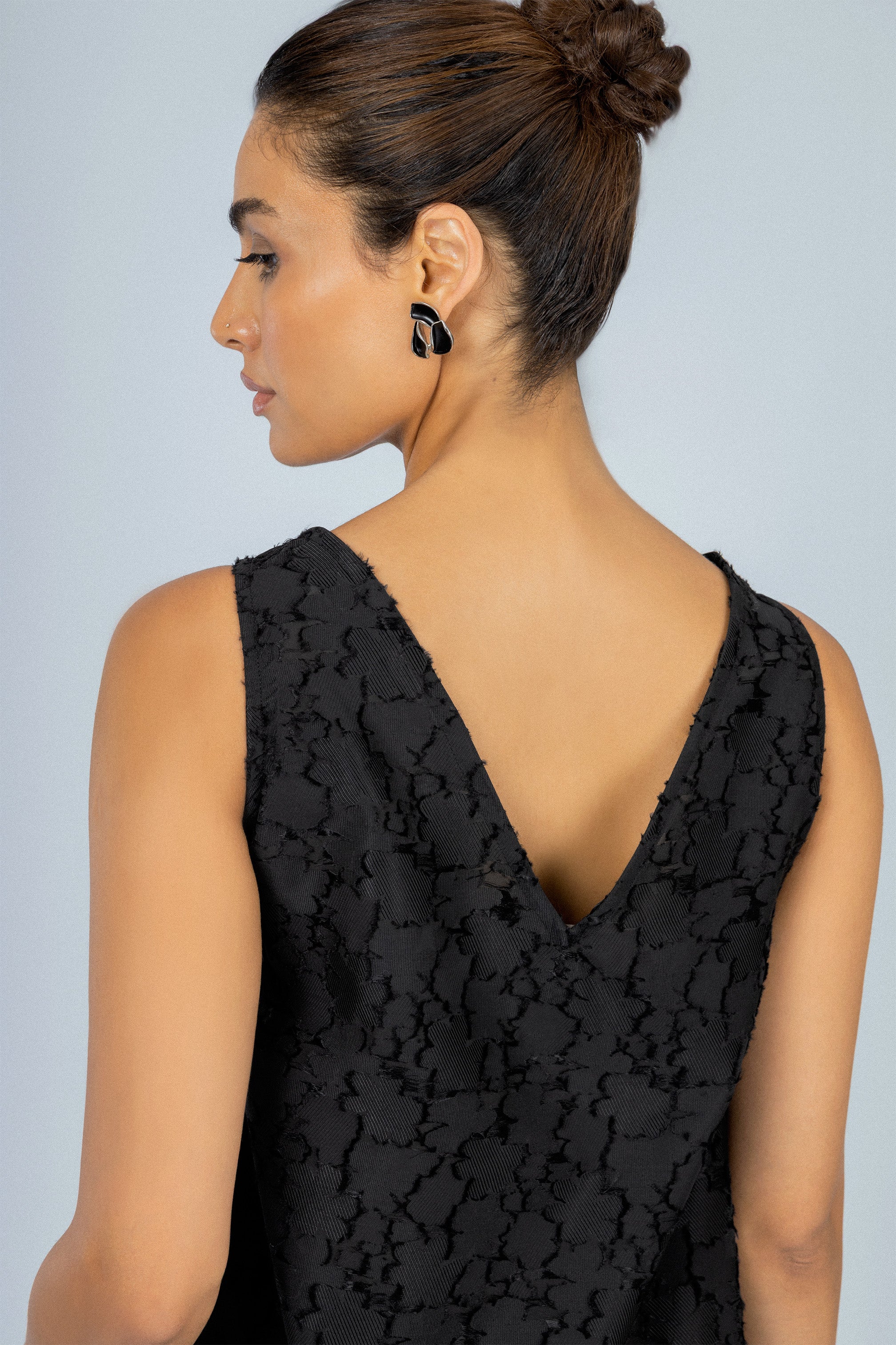 Black Jacquard Long Classic Dress