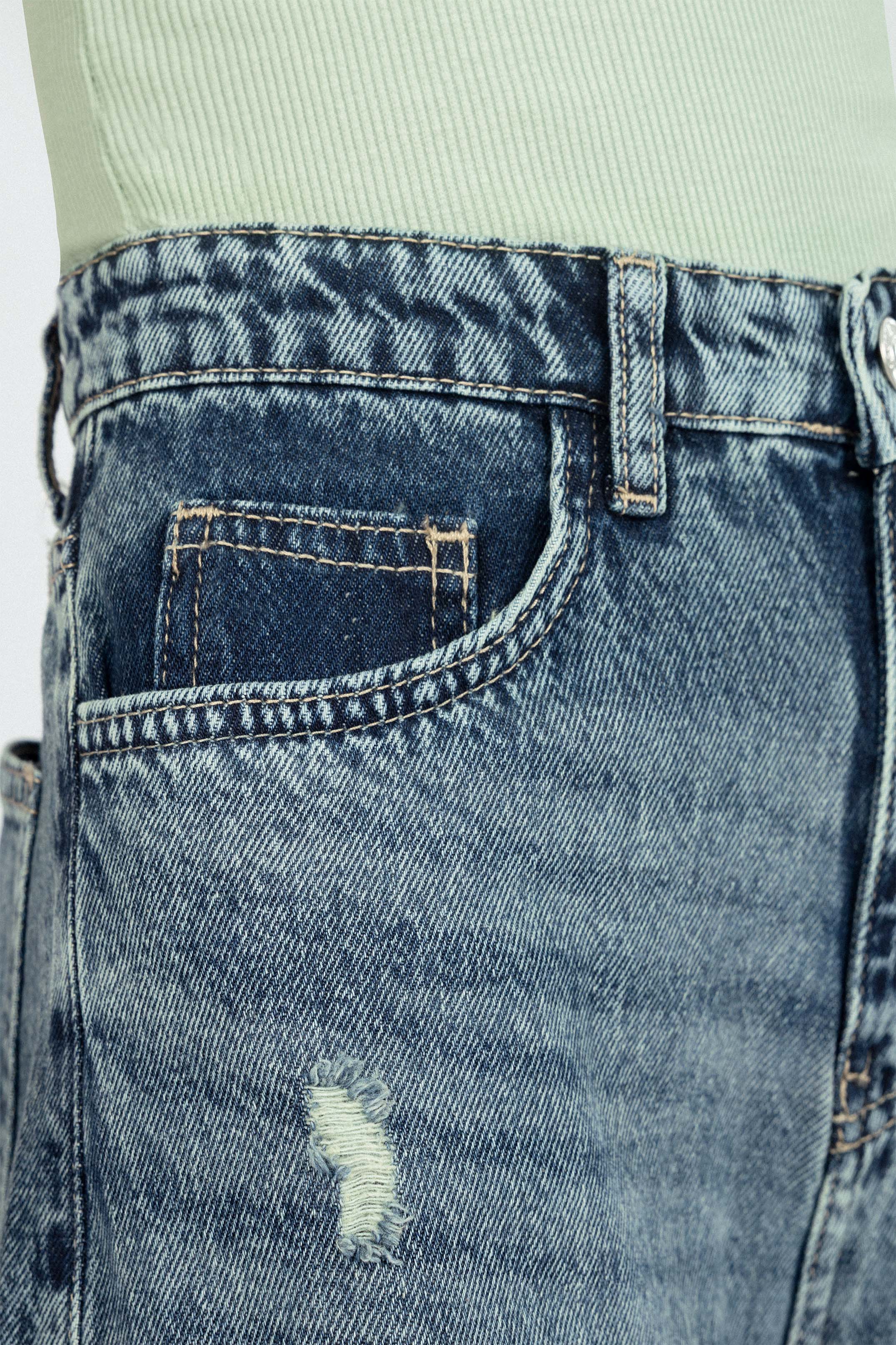Wide Leg Mid Blue washed Jeans