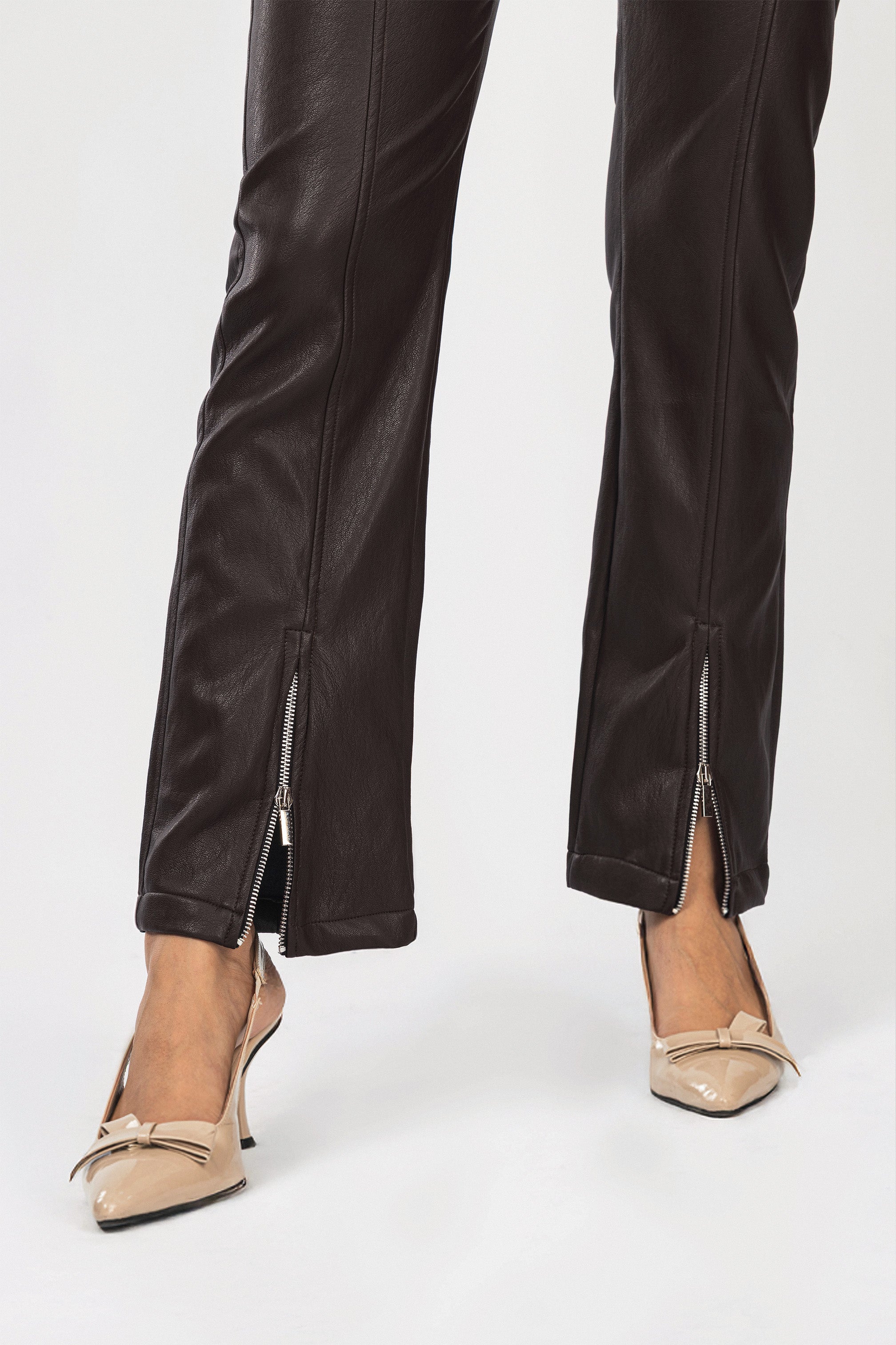 Brown Leather Classic Pants