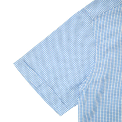 Half-sleeves White and light Blue shirt.