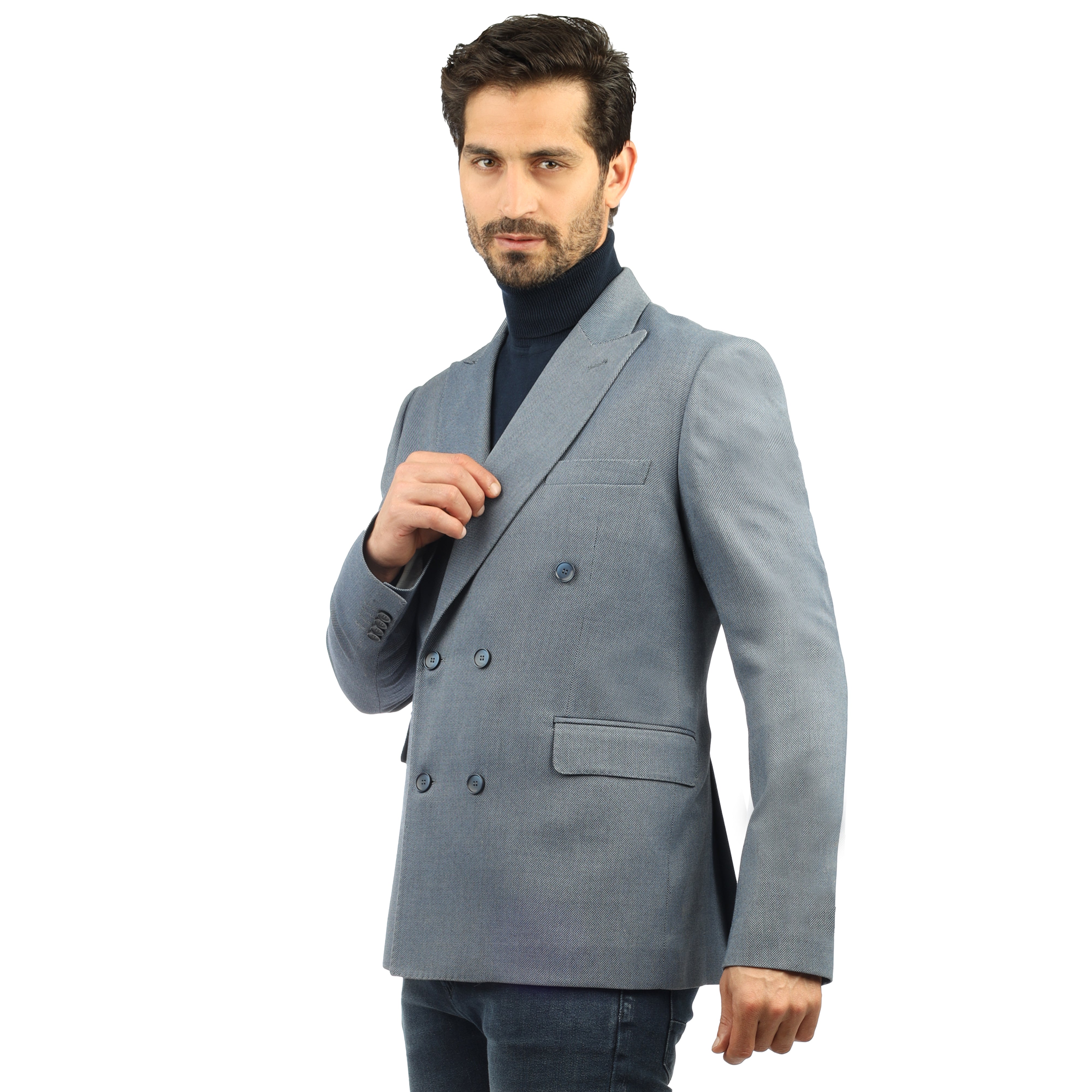 Knitted Light Gray Blazer - 1