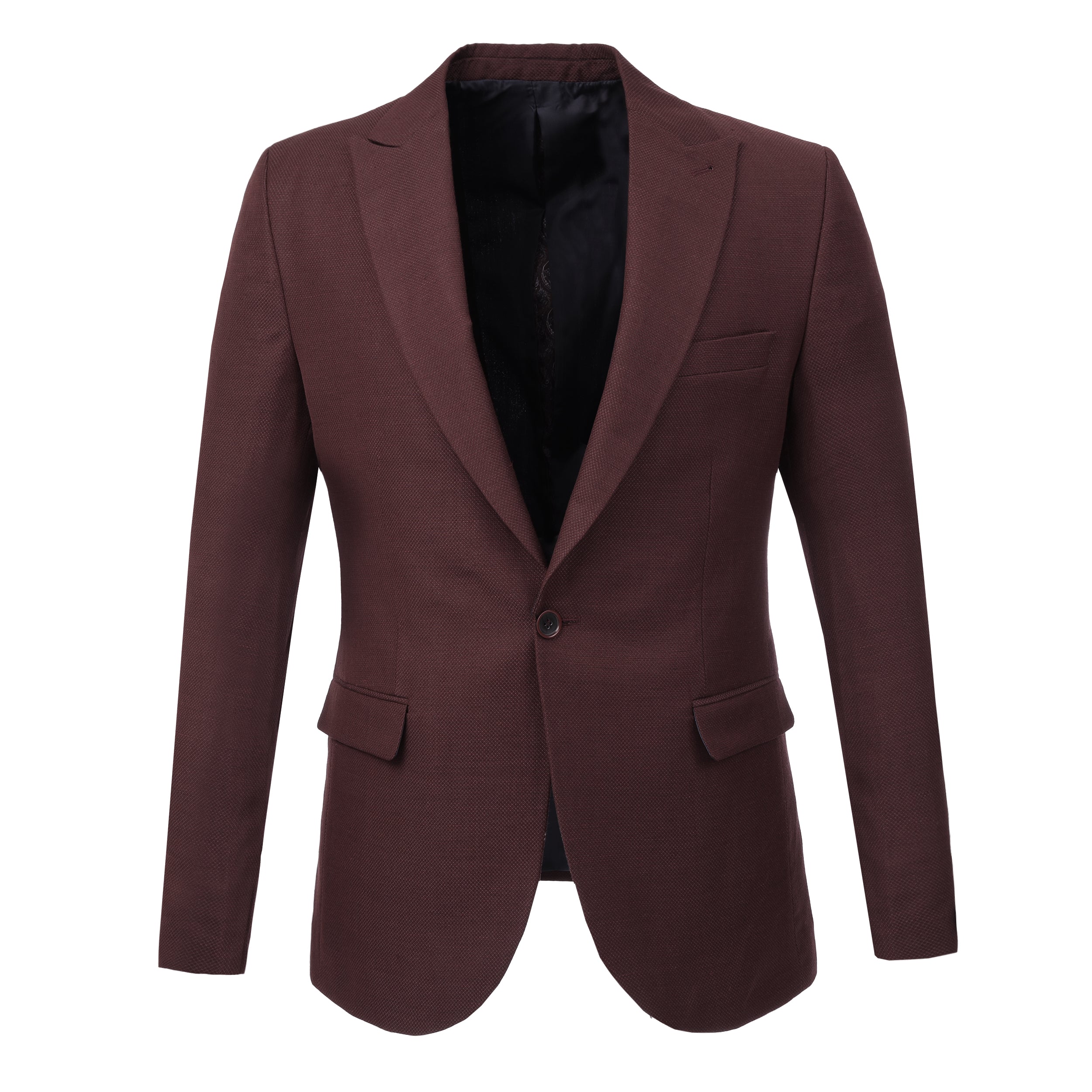 Linen Dark Red Blazer - 1