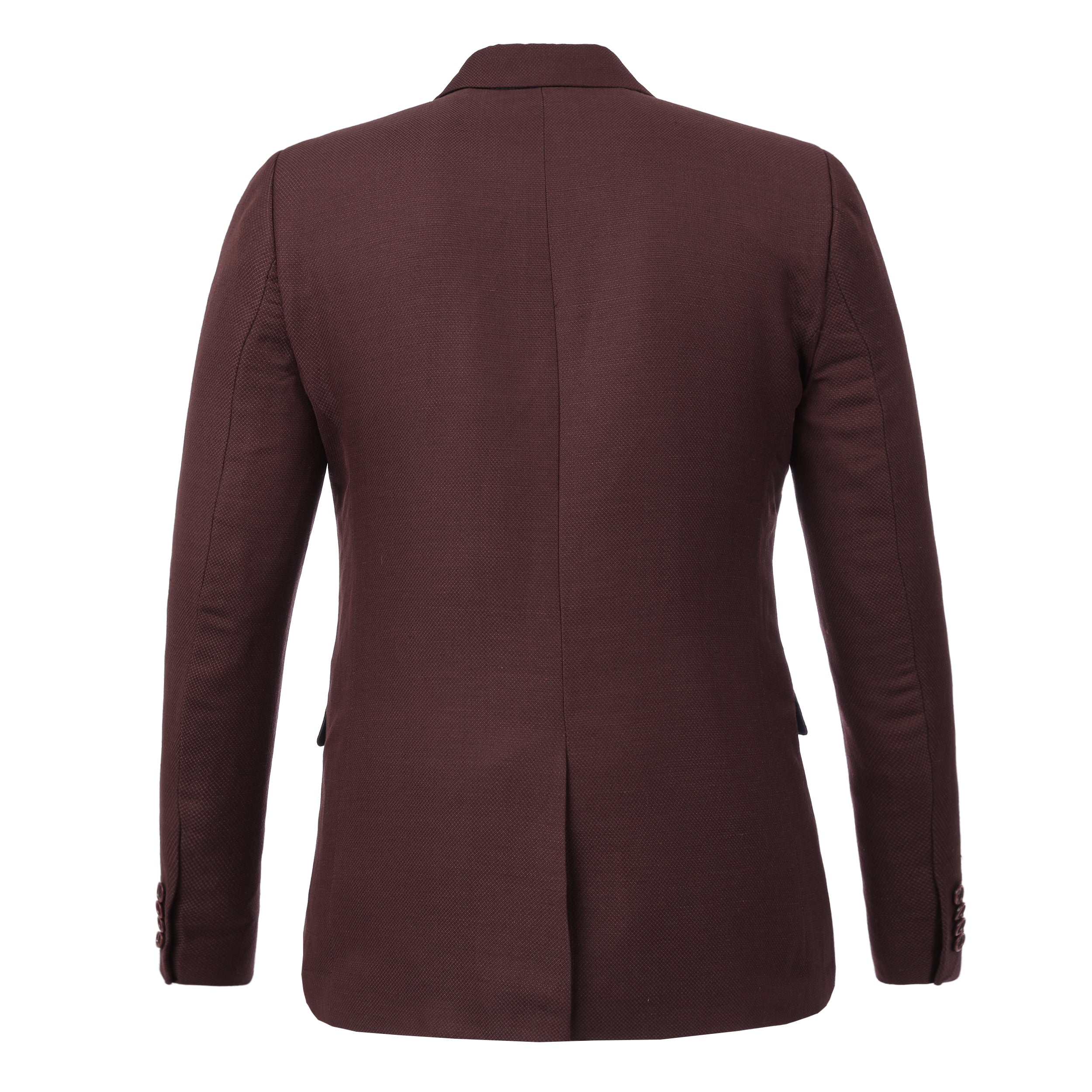 Linen Dark Red Blazer - 2