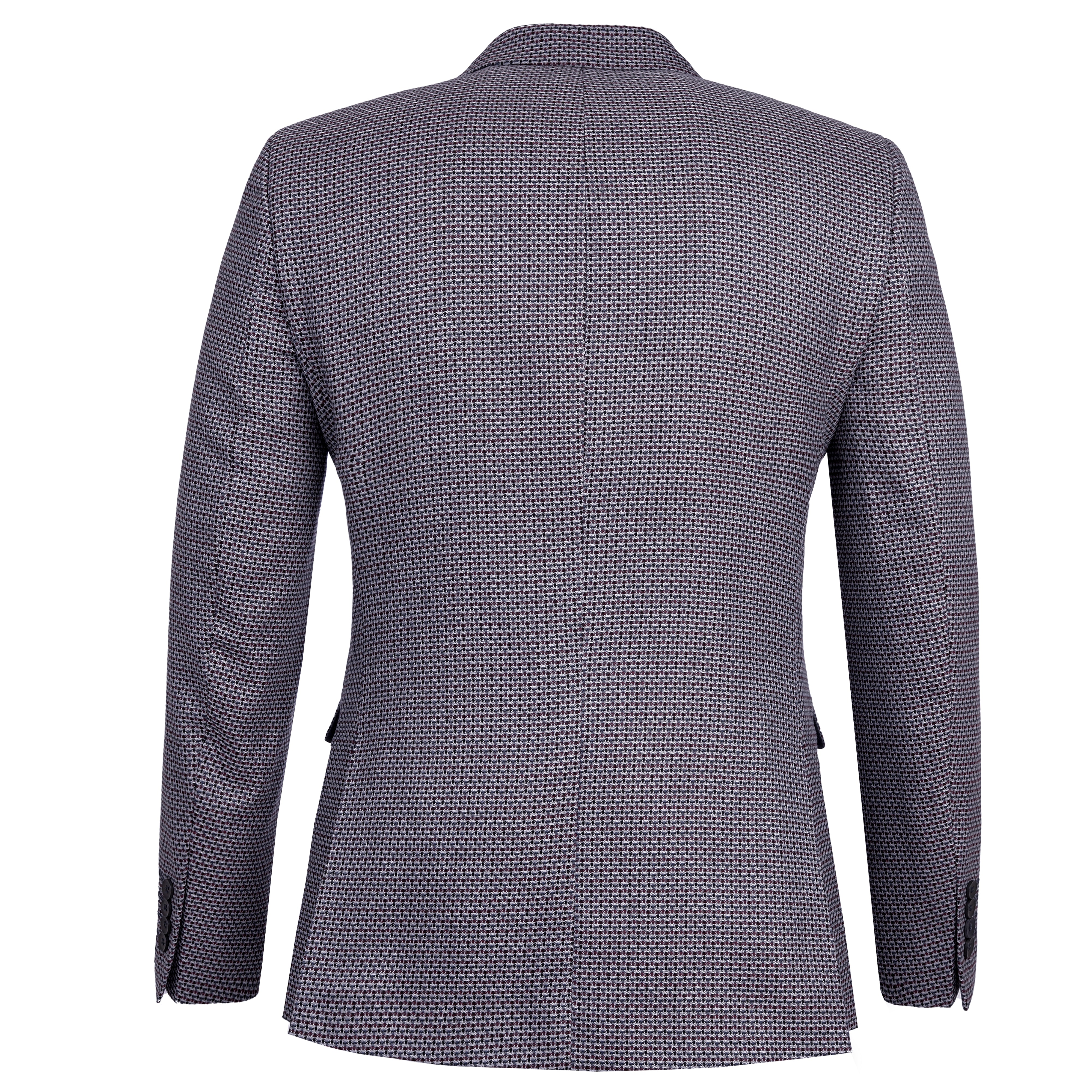 Knitted Dark Gray & Dark Red Casual Blazer. - 2