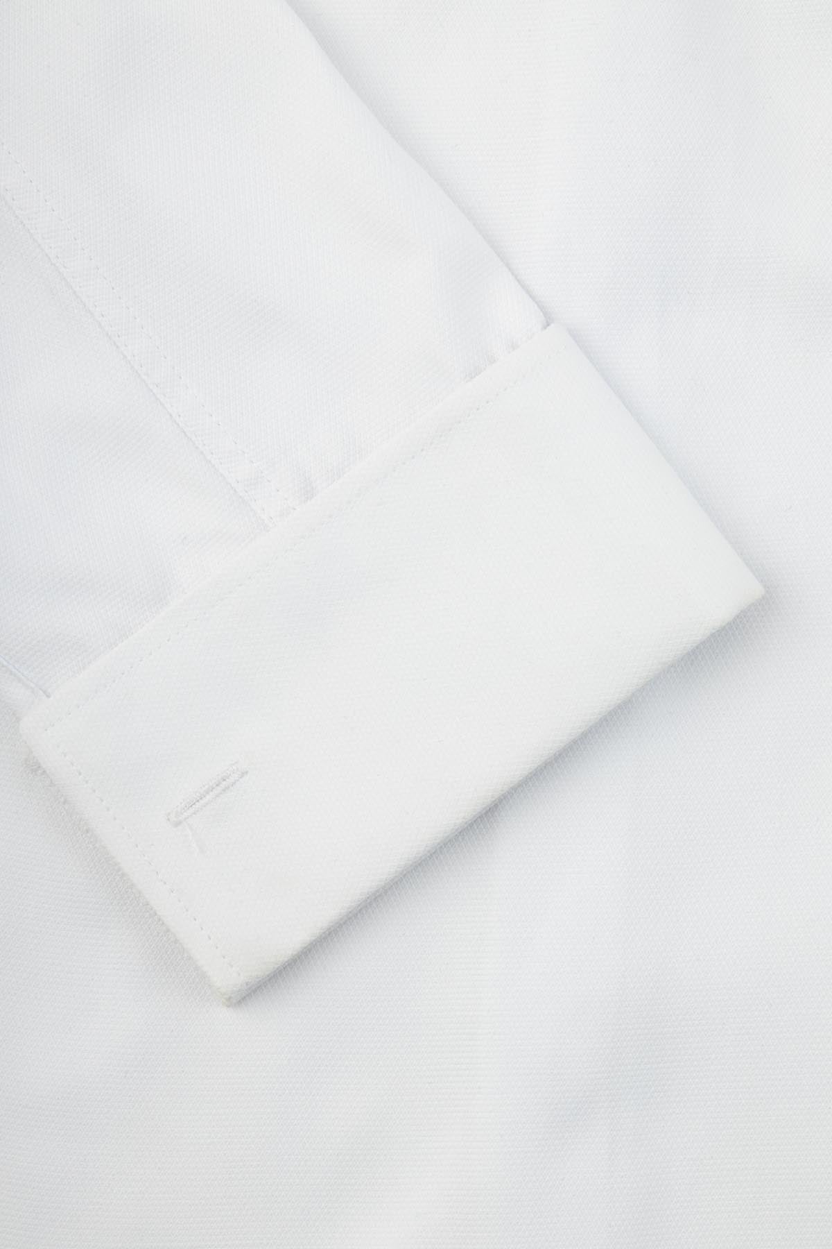 Jacquard White Smart Casual Shirt - 4