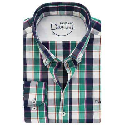 Checked White & Green Casual Shirt