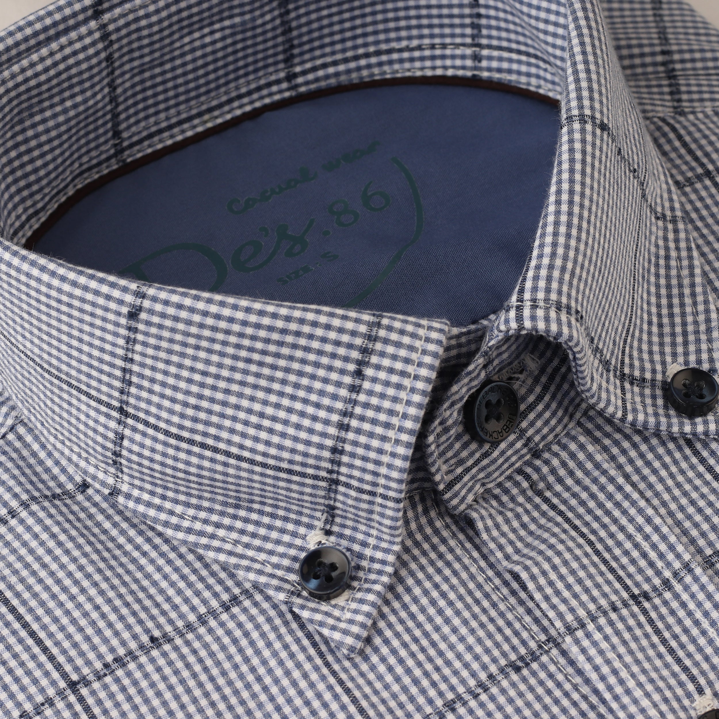 Checked Navy & Blue Cotton  Casual Shirt - 2