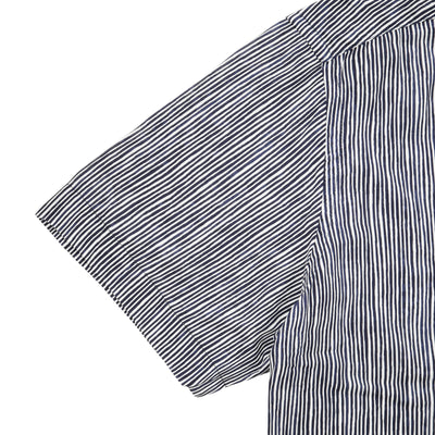 Striped White & Navy Short Sleeves Shirt