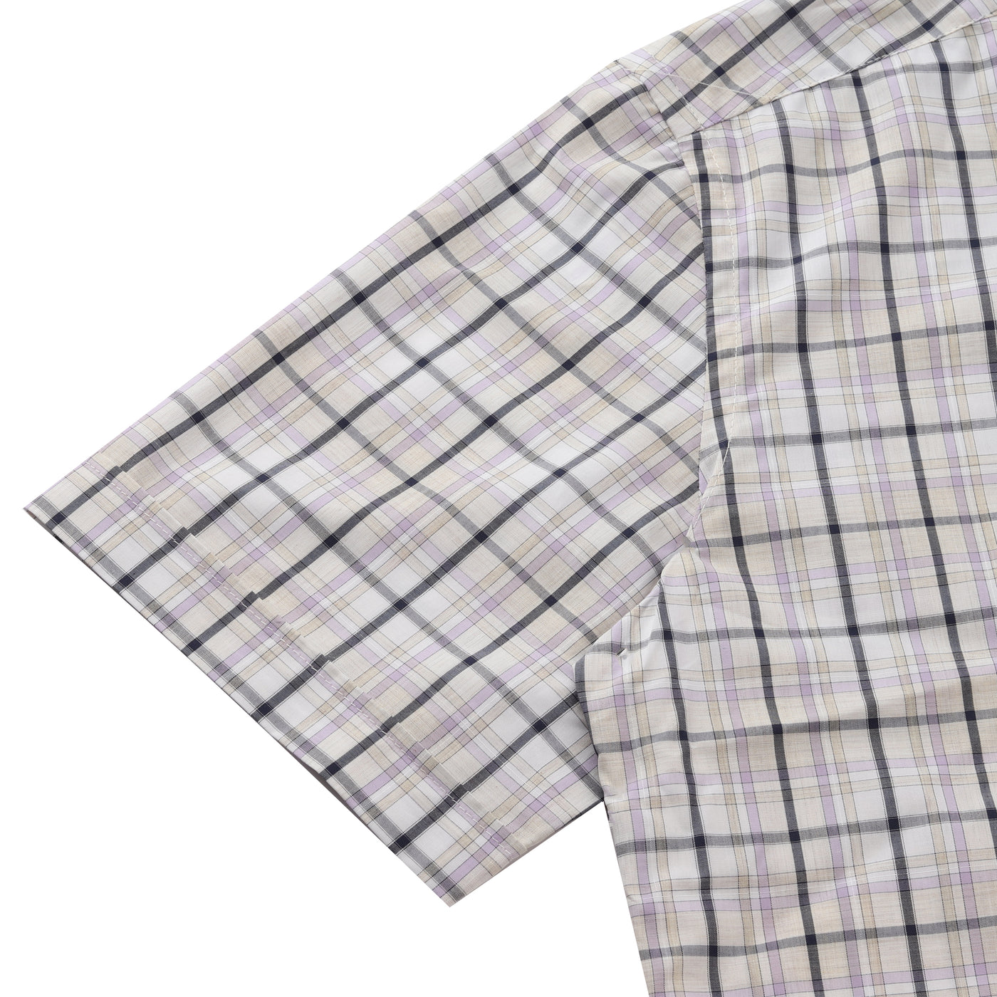 Checked White Short Sleeves Cotton Shirt