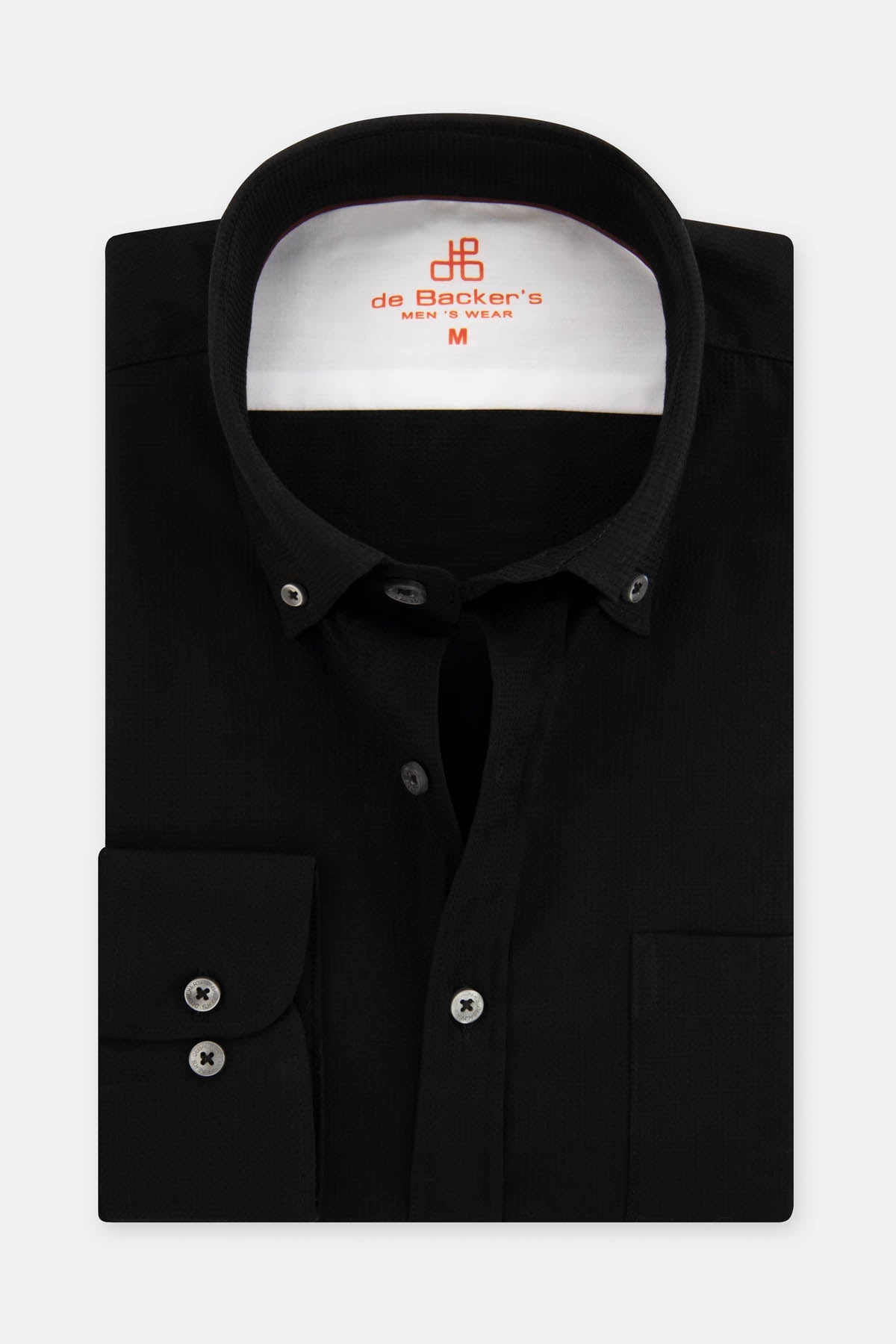 Jacquard Black Cotton Casual Shirt