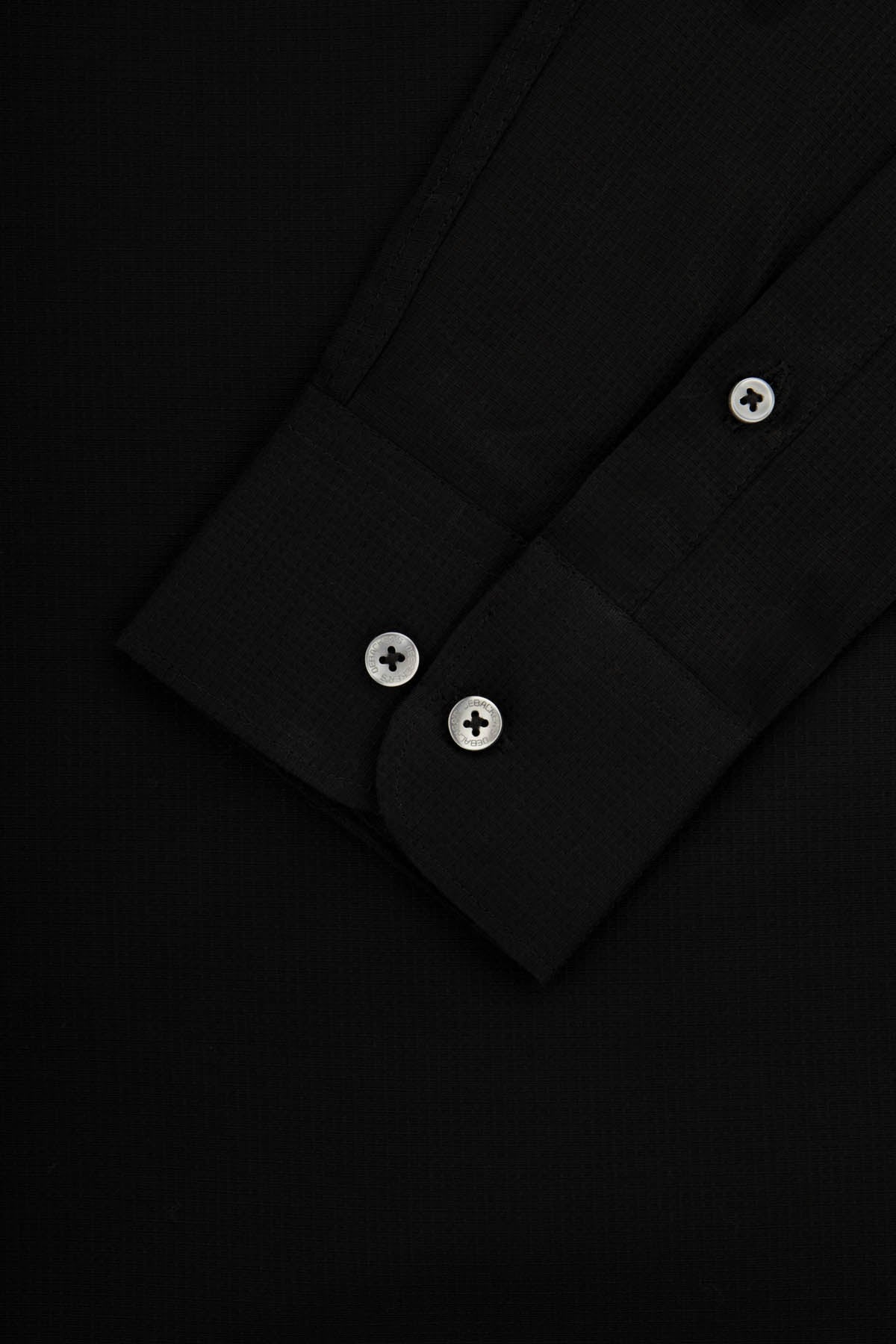 Jacquard Black Cotton Casual Shirt