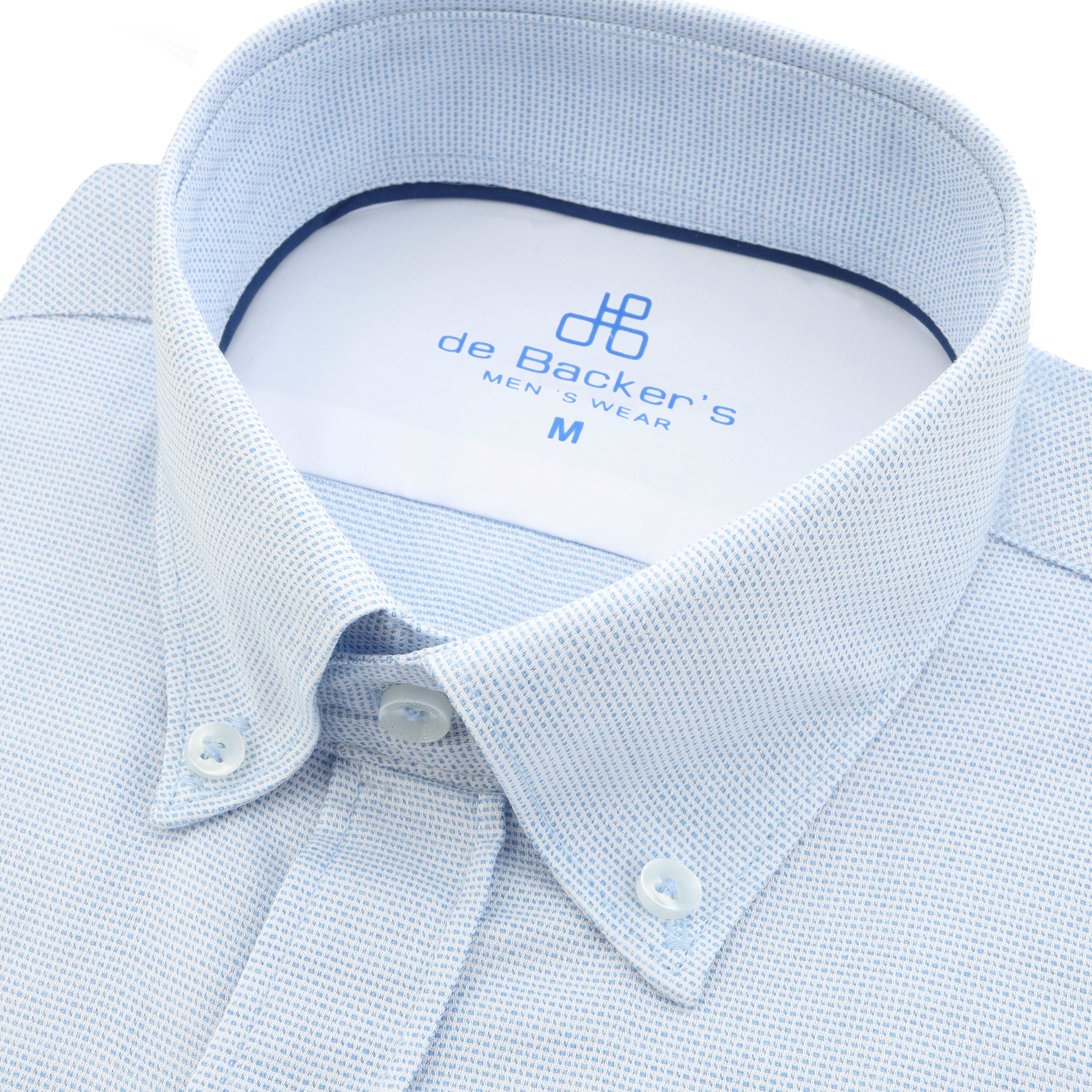 Jacquard Light Blue Cotton Casual Shirt