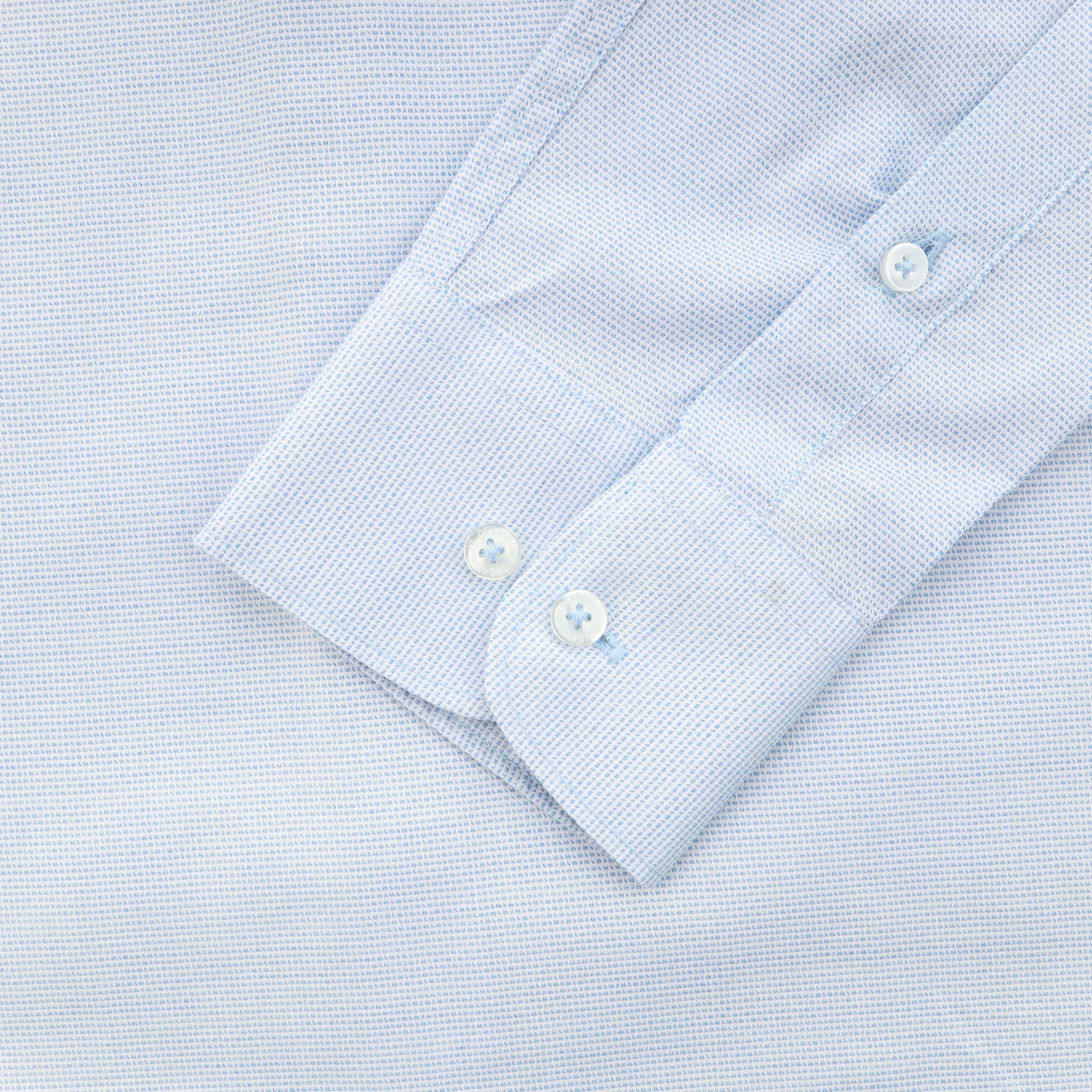 Jacquard Light Blue Cotton Casual Shirt