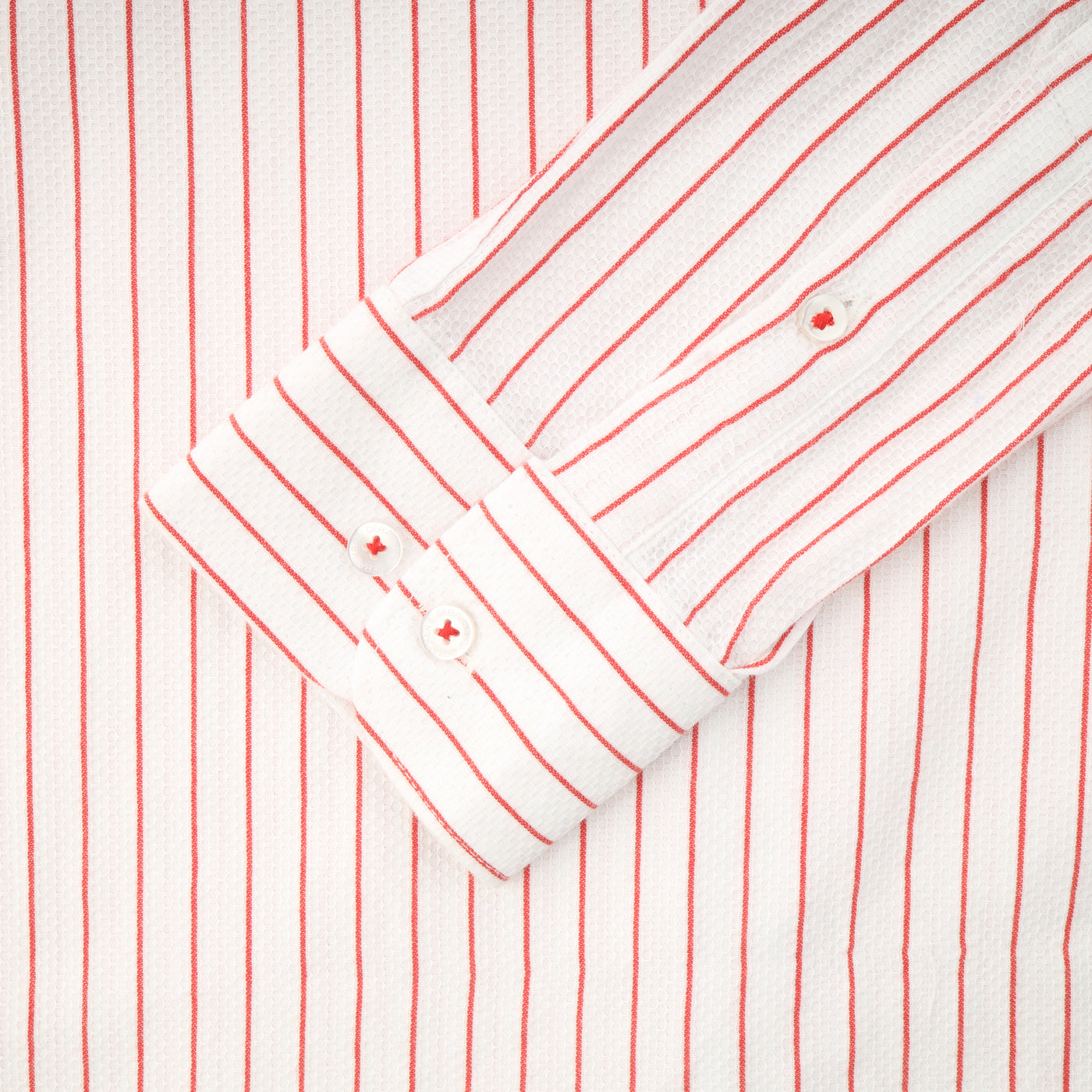 Striped Slim White & Red Cotton Casual Shirt